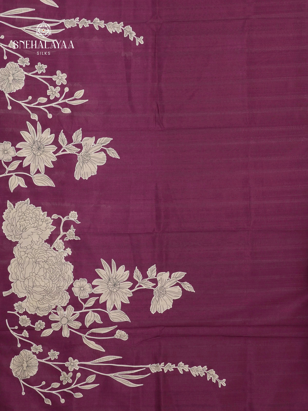 Burgundy Raw Silk Embroidery Saree