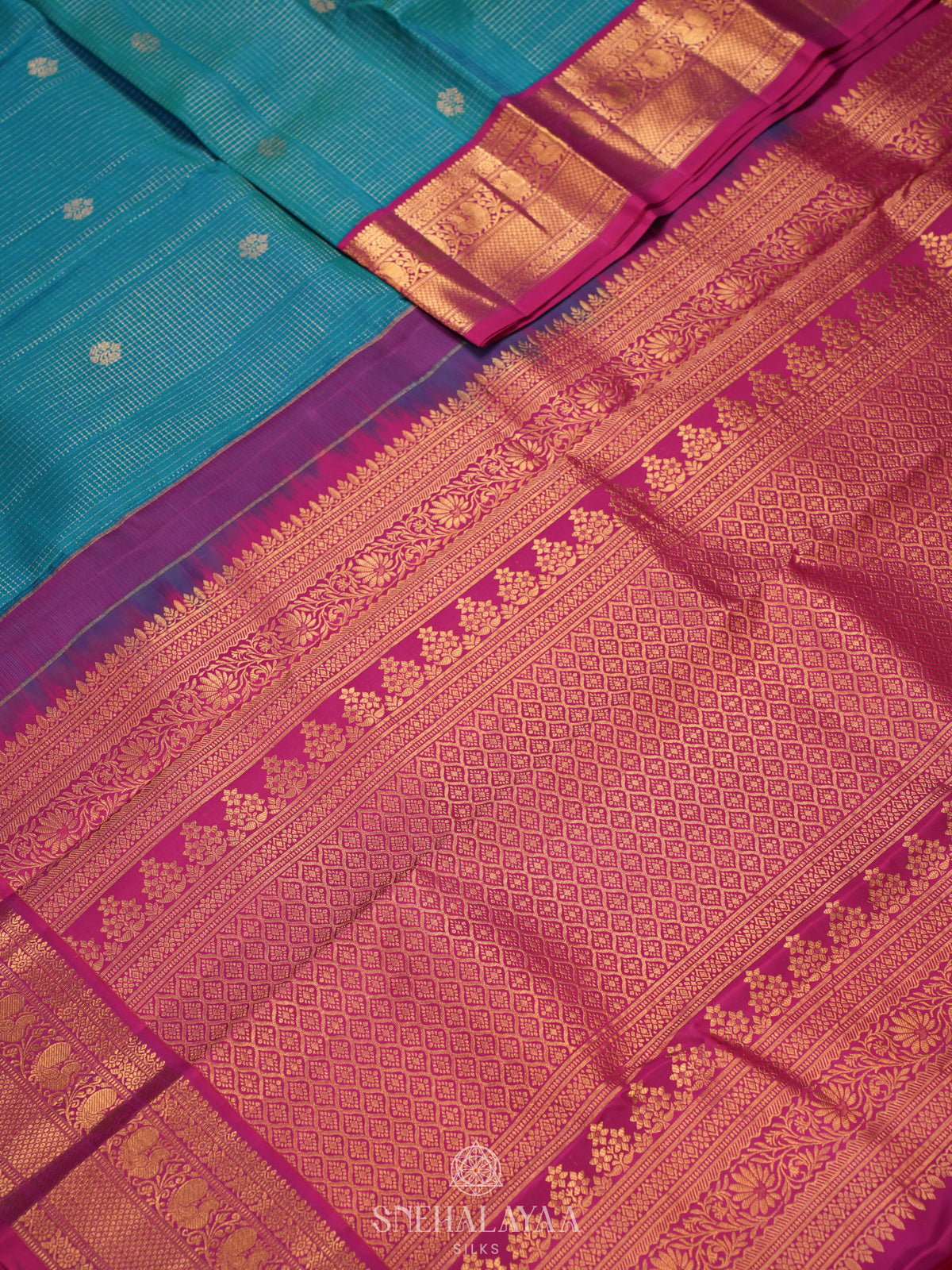 Peacock Blue Kanjivaram Silk Saree