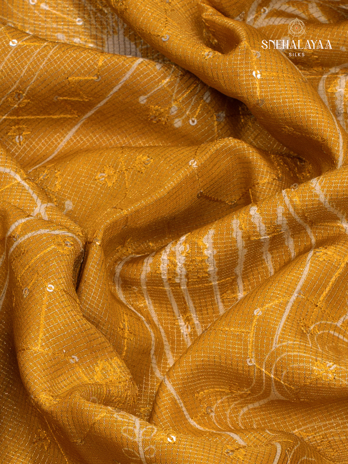 Orange Dola Silk Embroidery Saree