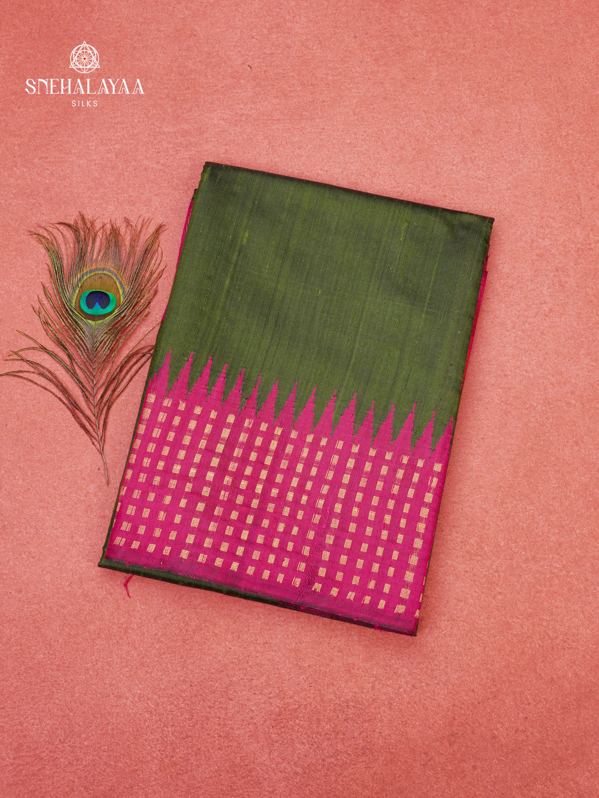 Forest Green Dupion Silk Saree