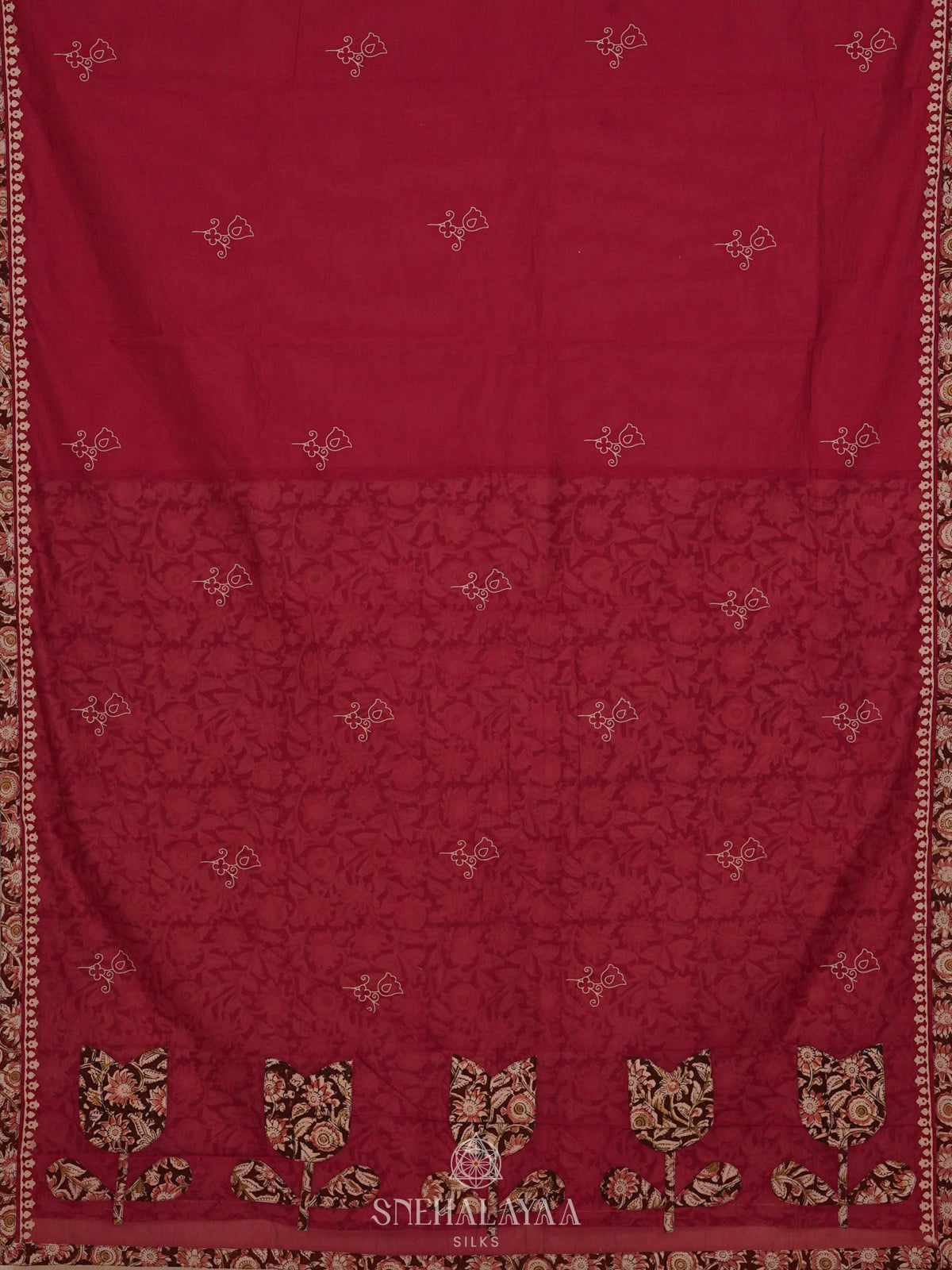 Maroon Printed Cotton Saree