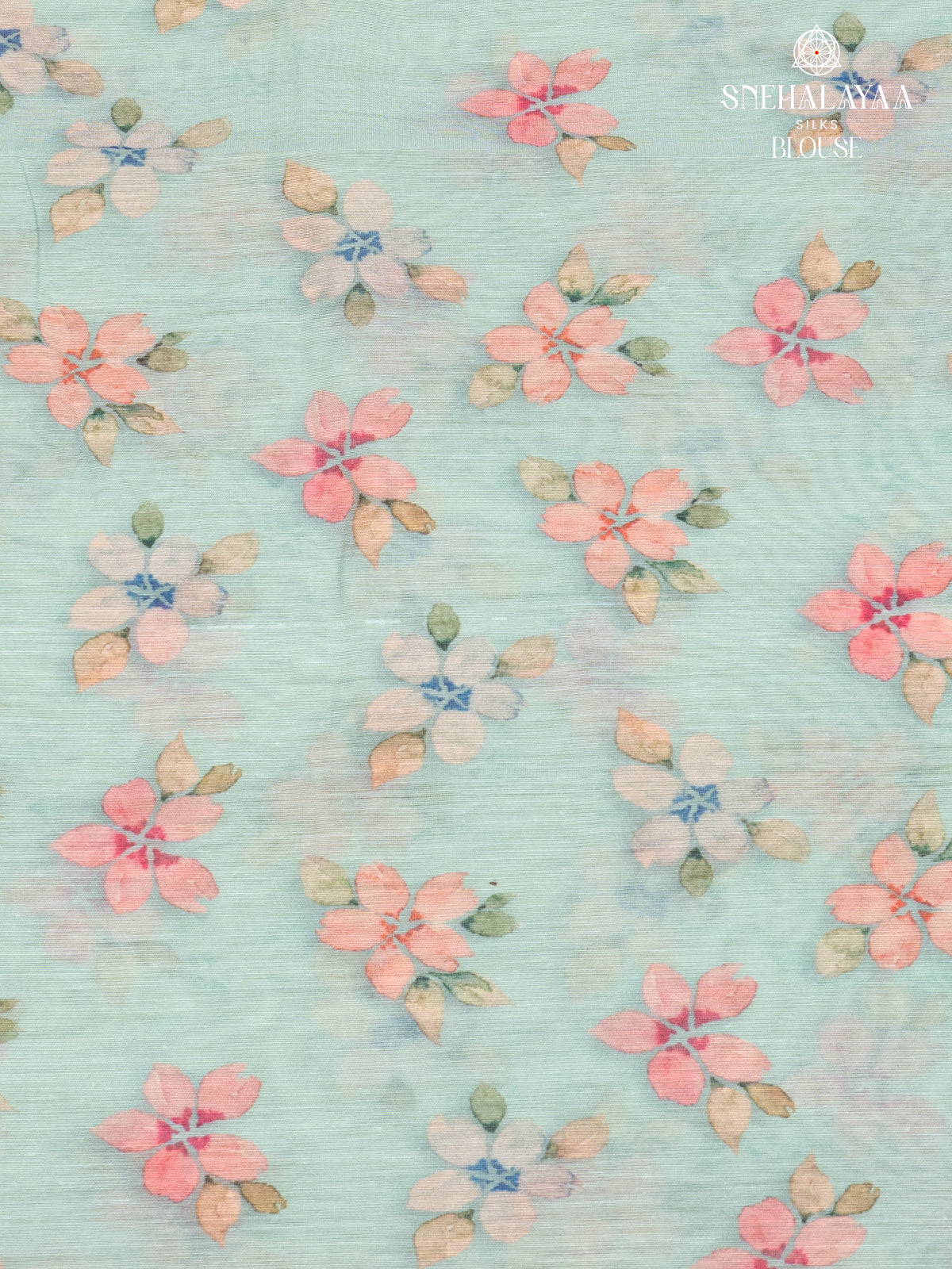 Seafoam Green Linen Saree