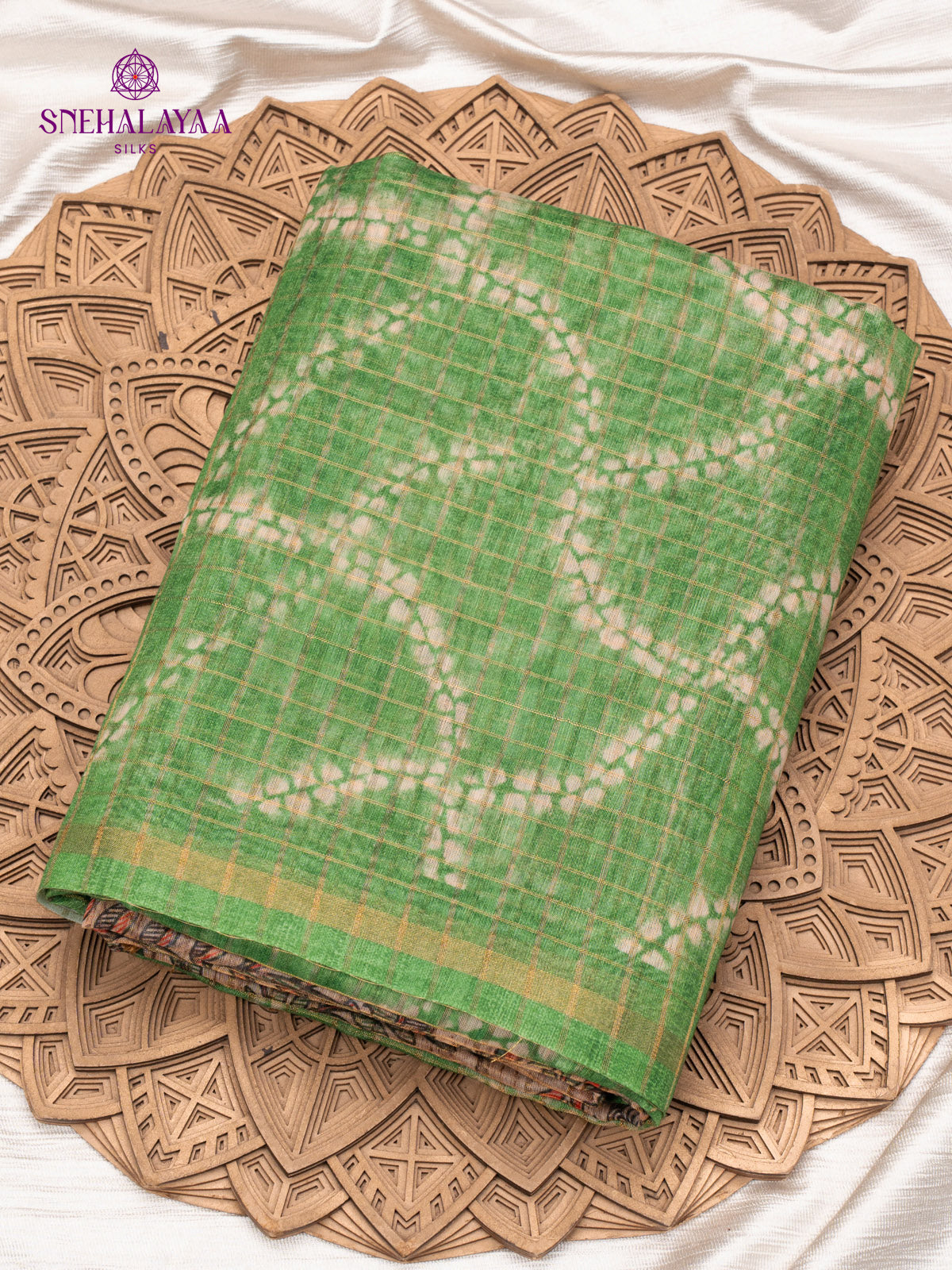 Green Madhubani Saree