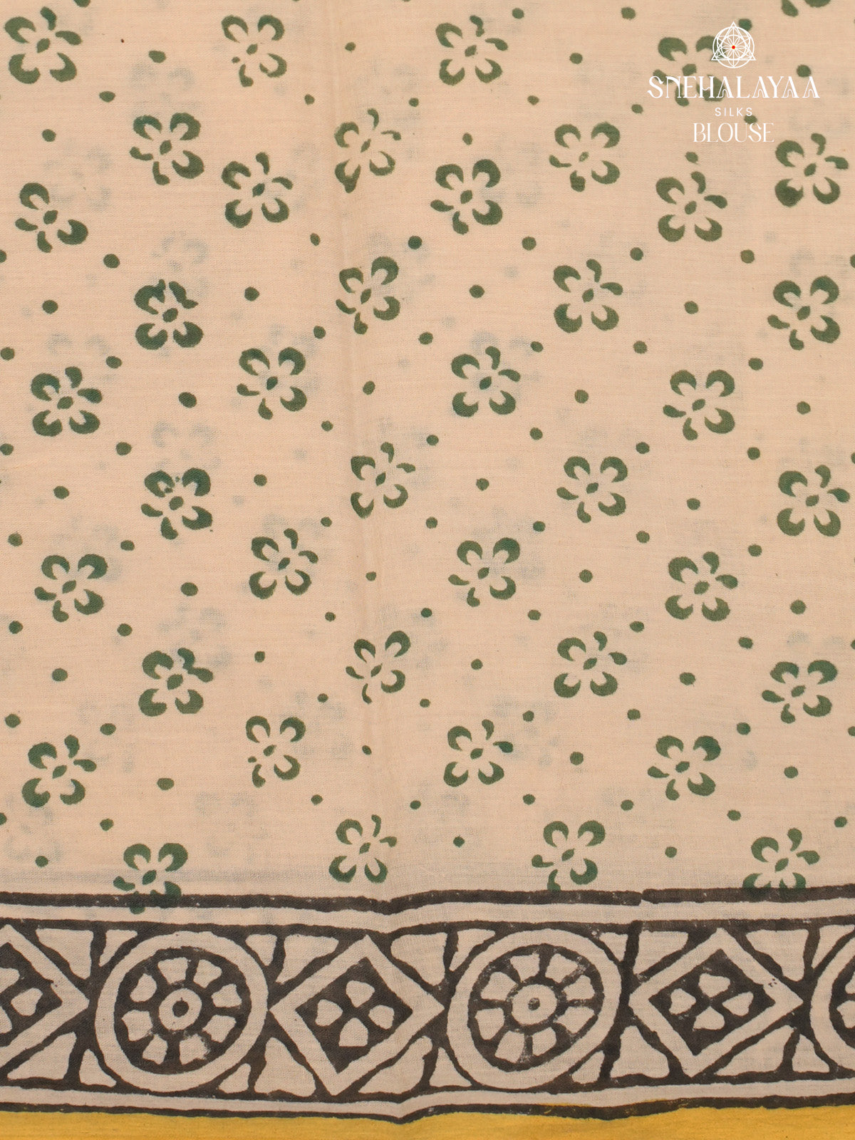 Cream Jaipur Cotton Saree