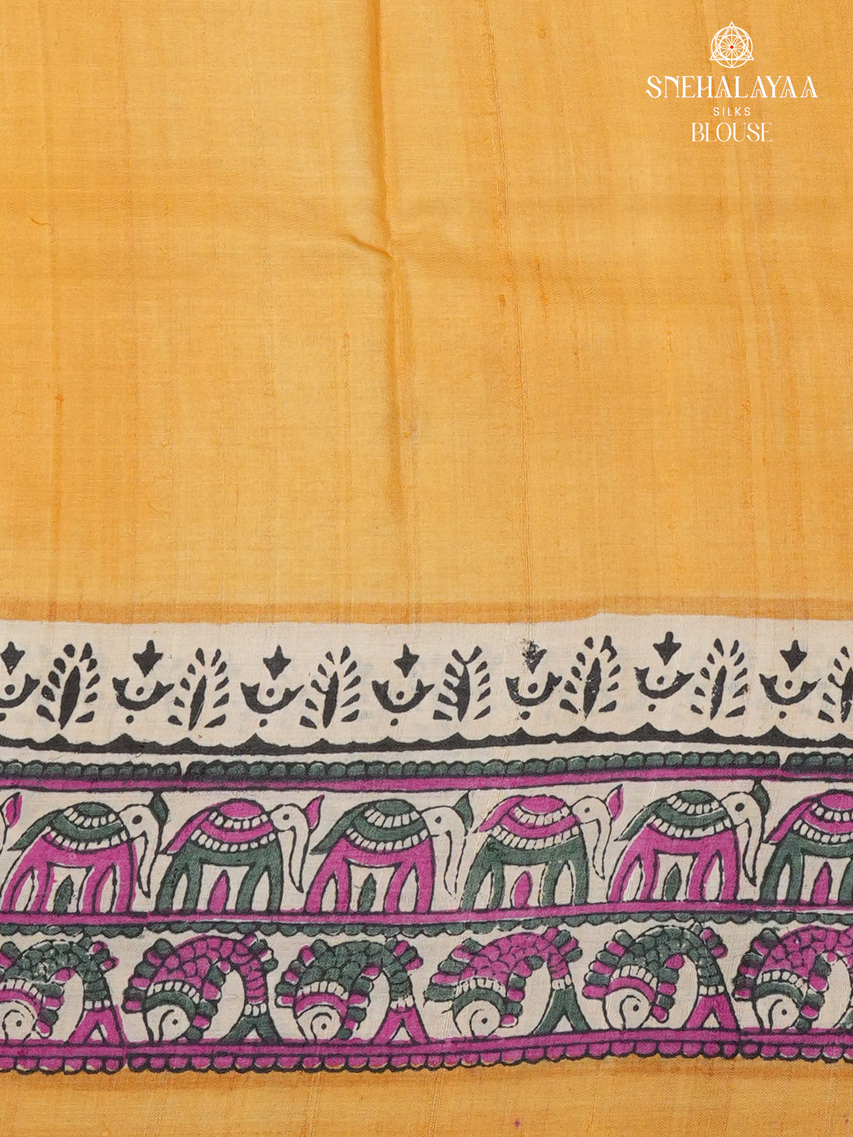 Mango Yellow Tussar Silk Saree