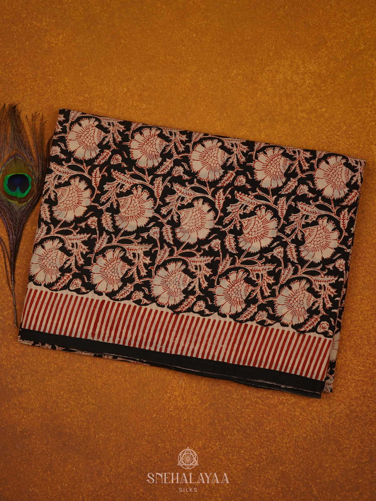 Black Jaipur Cotton Saree