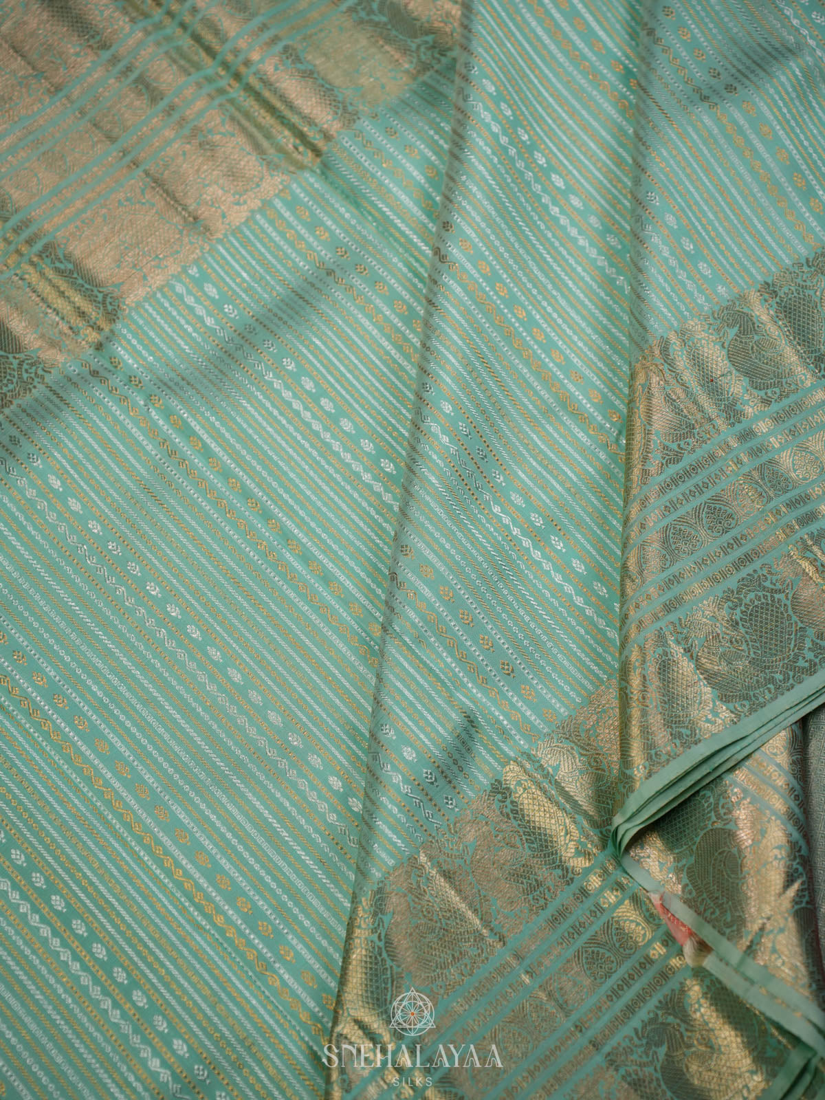 Seafoam Green Kanjivaram Silk Saree