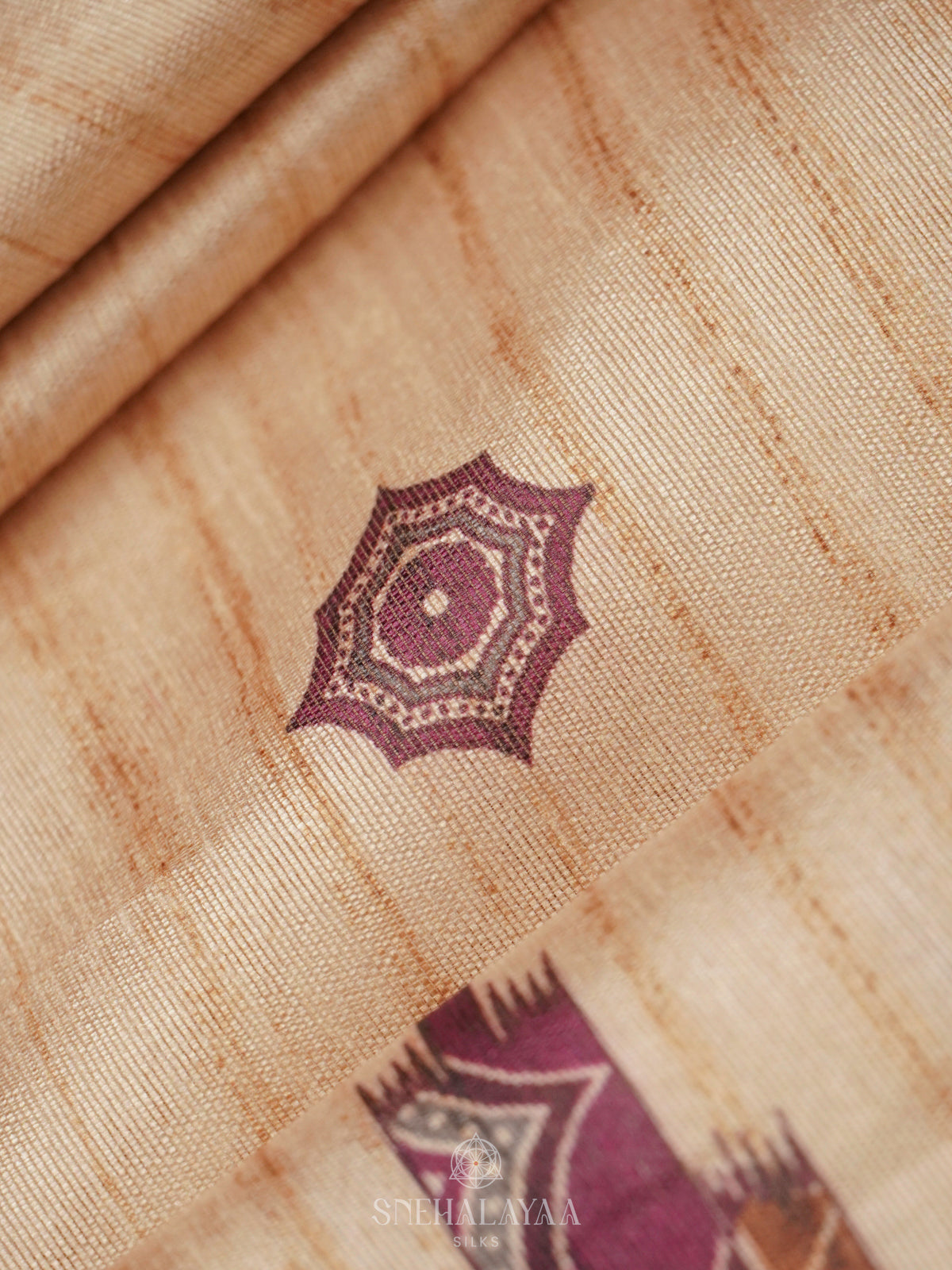 Beige Tussar Saree
