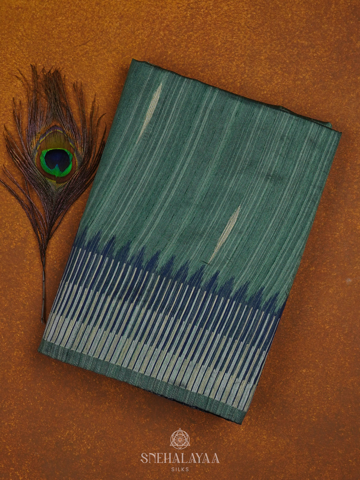 Teal Munga Tussar Saree