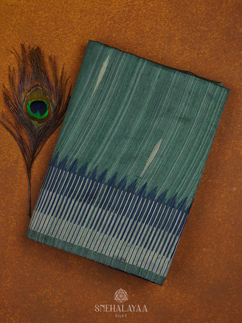 Teal Munga Tussar Saree