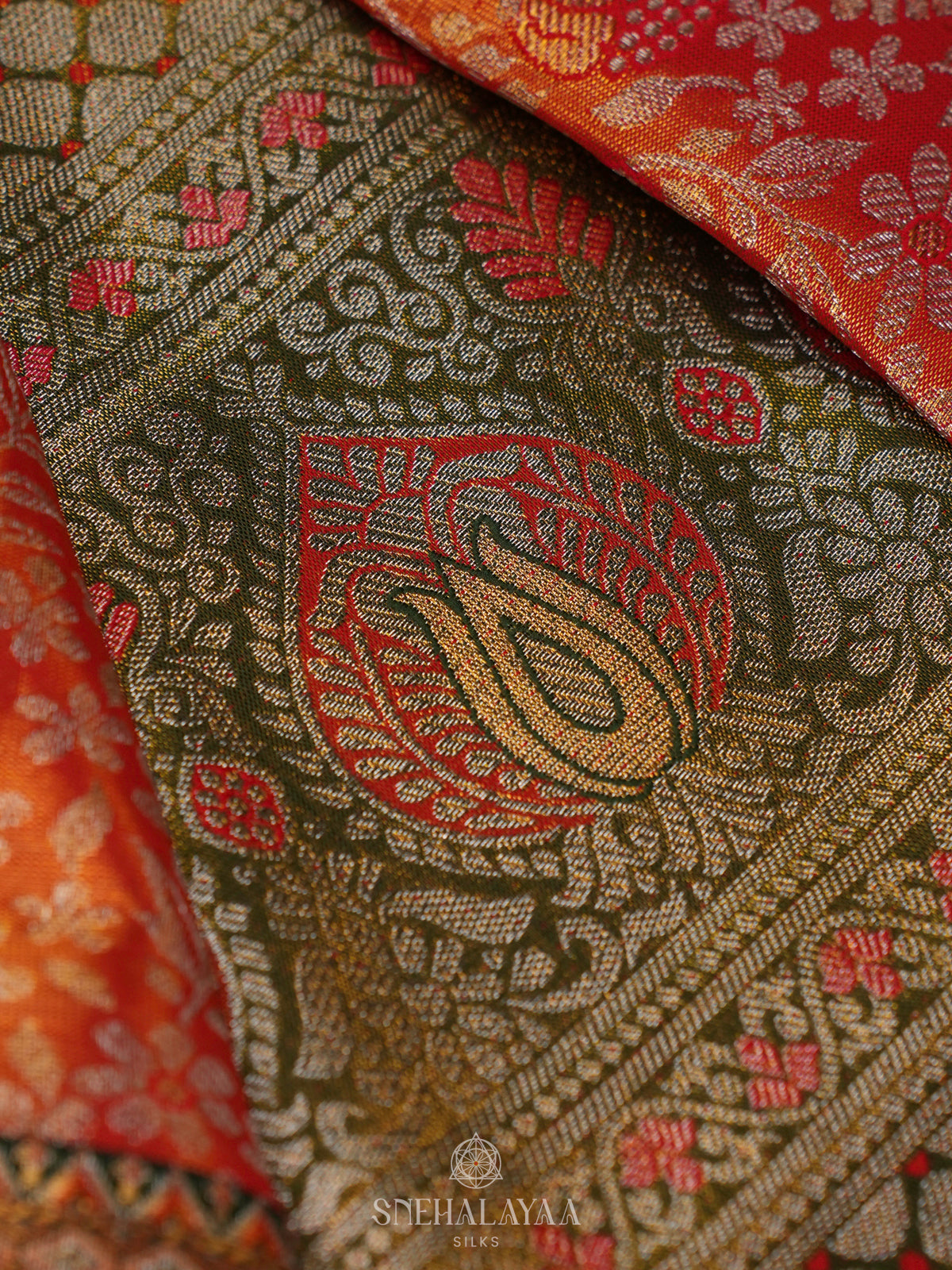 Orange Kanjivaram Silk Saree