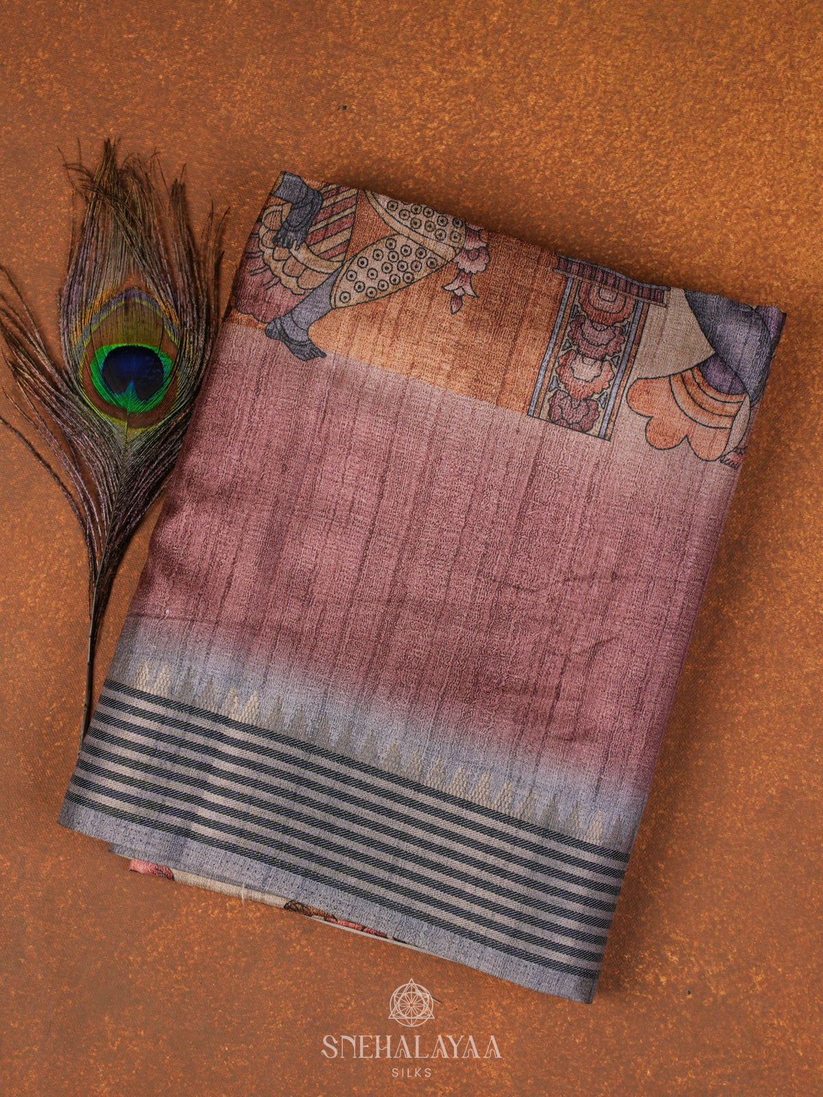 Beige Kalamkari Tussar Saree