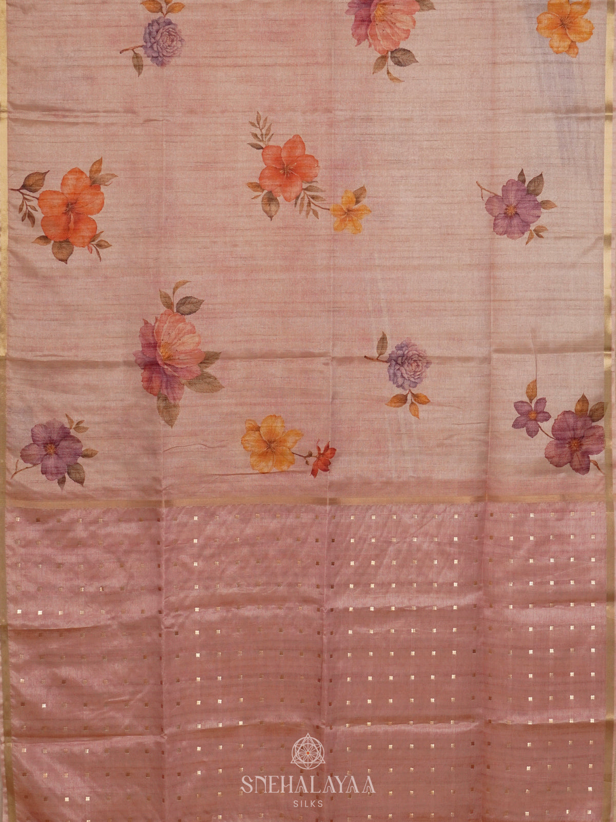 Pink Tussar Saree