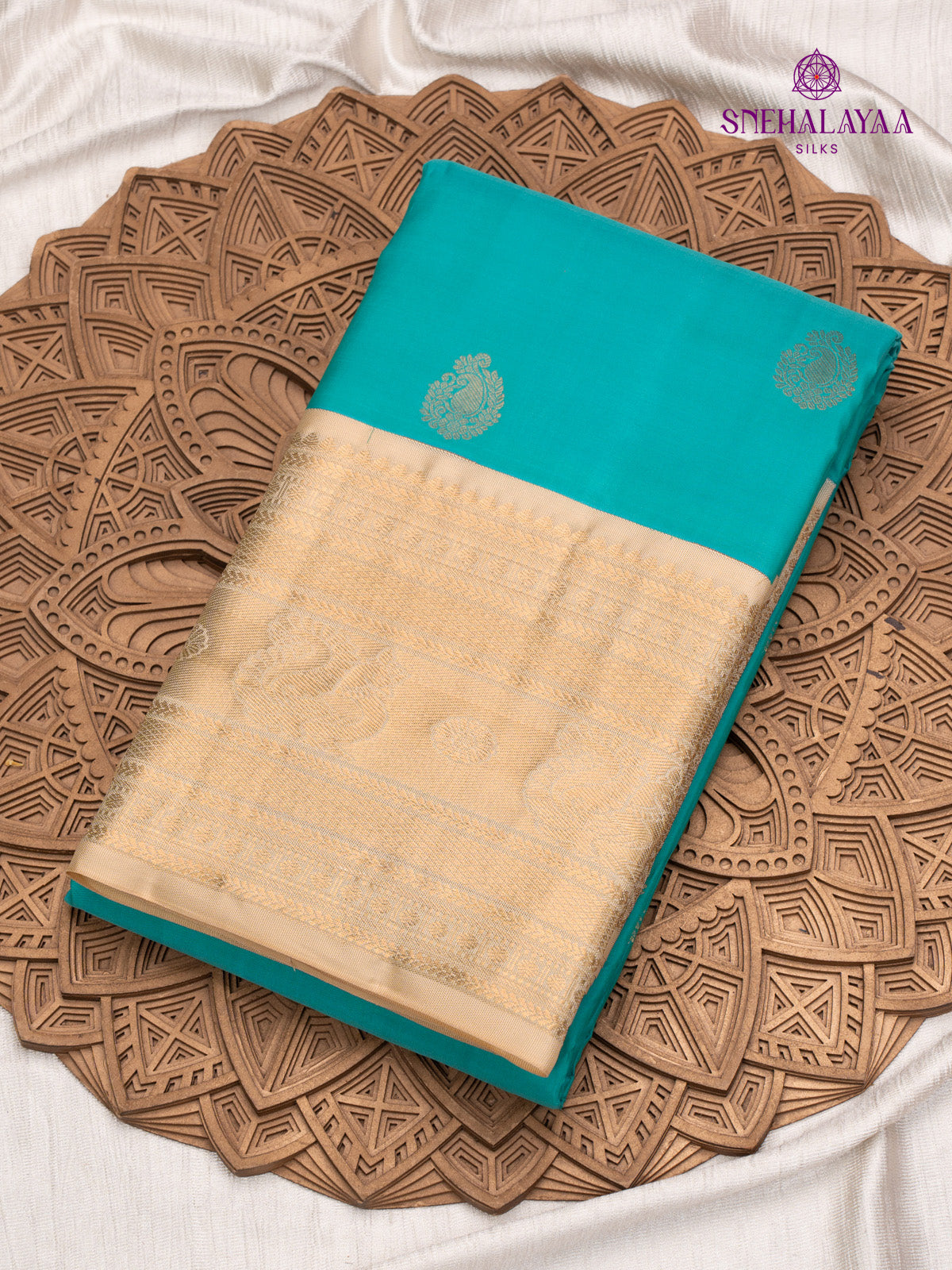 Cyan Blue Kanjivaram Silk Saree