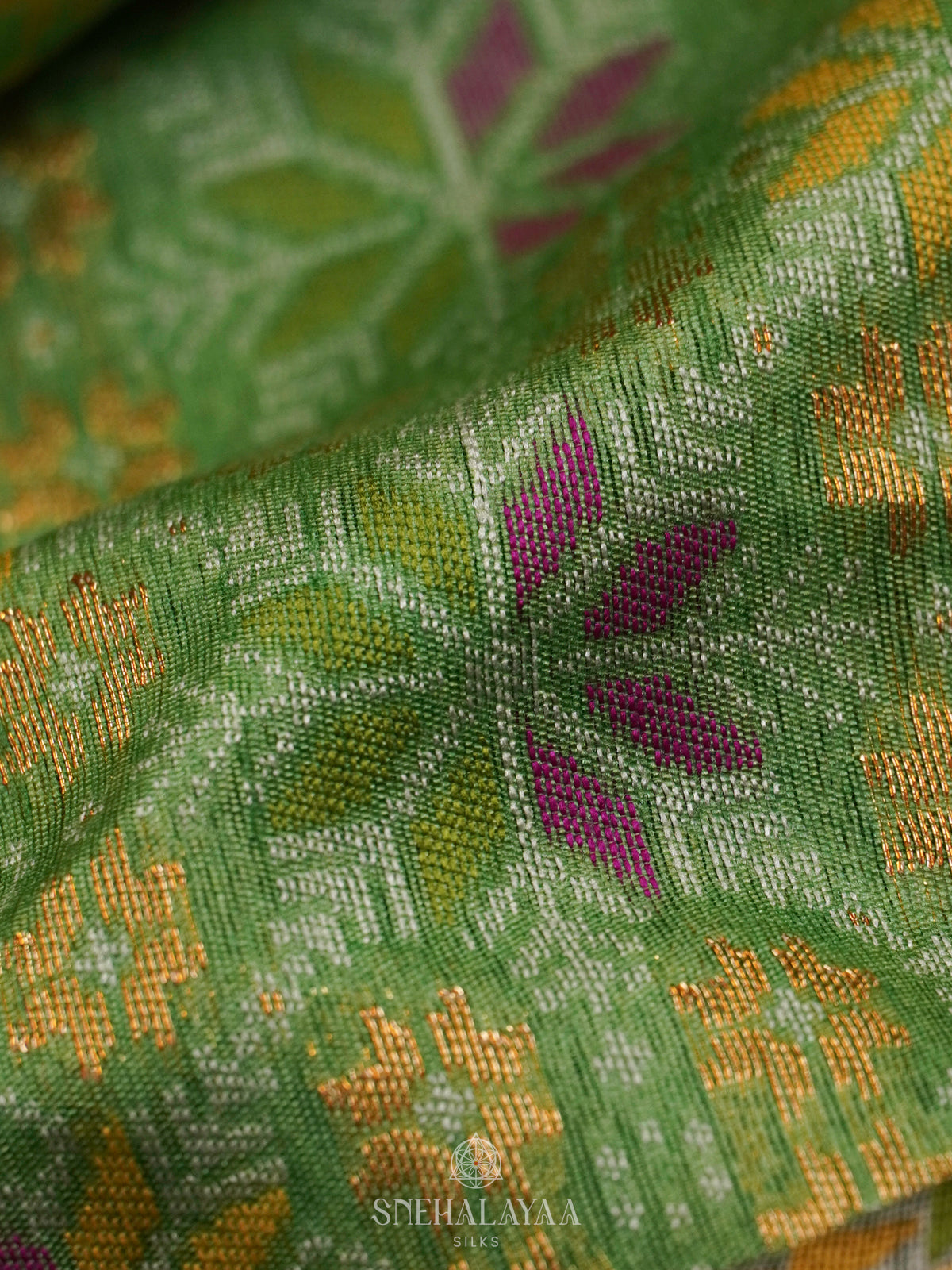 Green Ikat Silk Saree