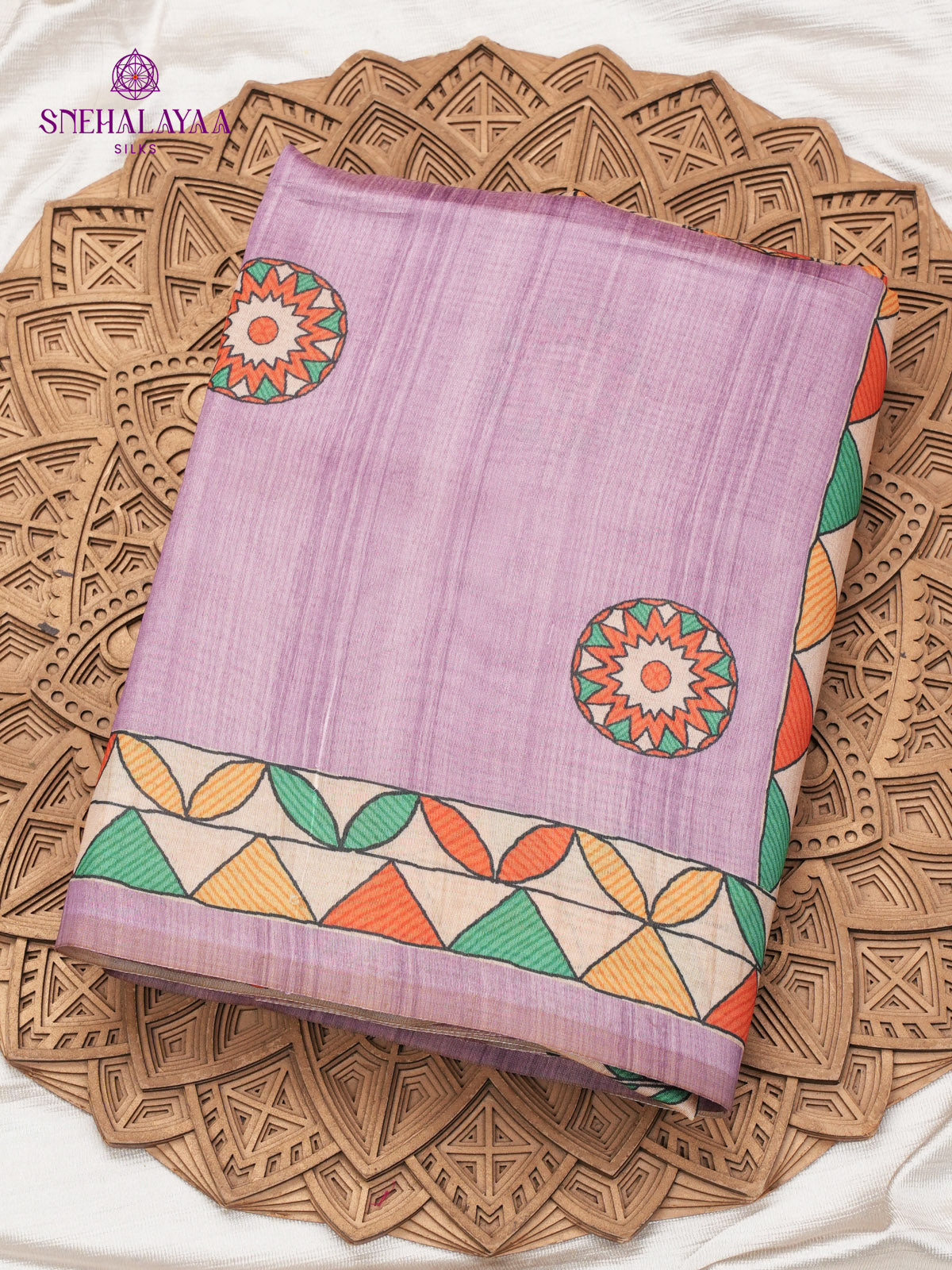 Lilac Madhubani Printed Saree