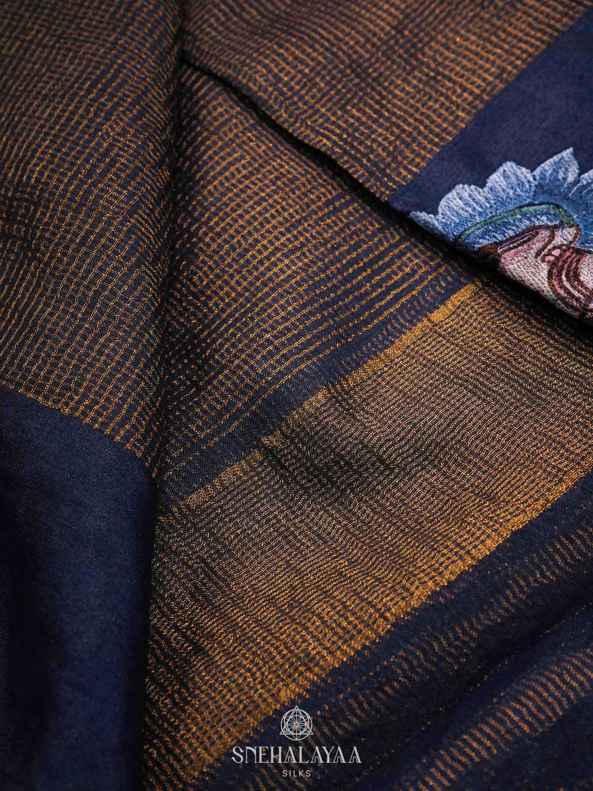 Brown Tussar Embroidery Saree