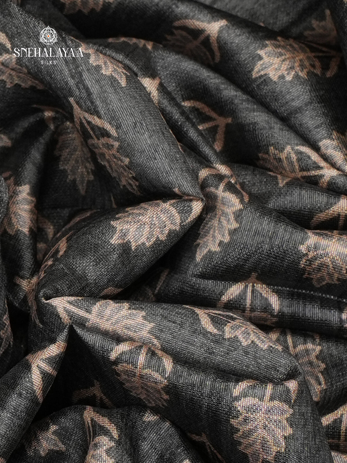 Grey Tussar Embroidery Saree