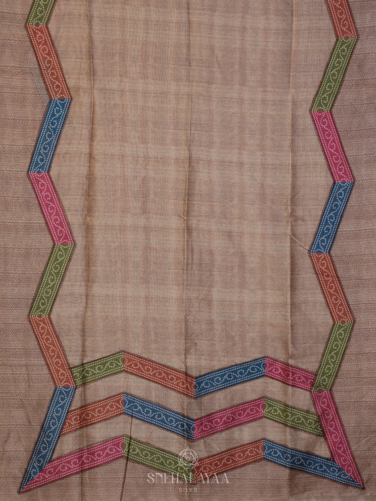 Brown Tussar Embroidery Saree