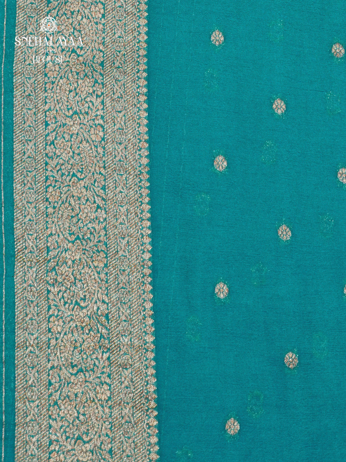 Ocean Blue Banaras Crepe Silk Saree