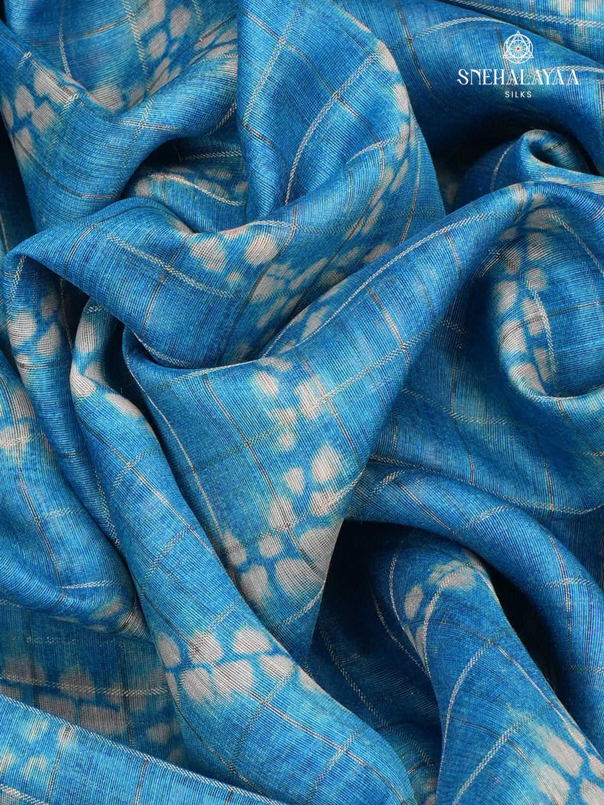 Aqua Blue Madhubani Printed Saree