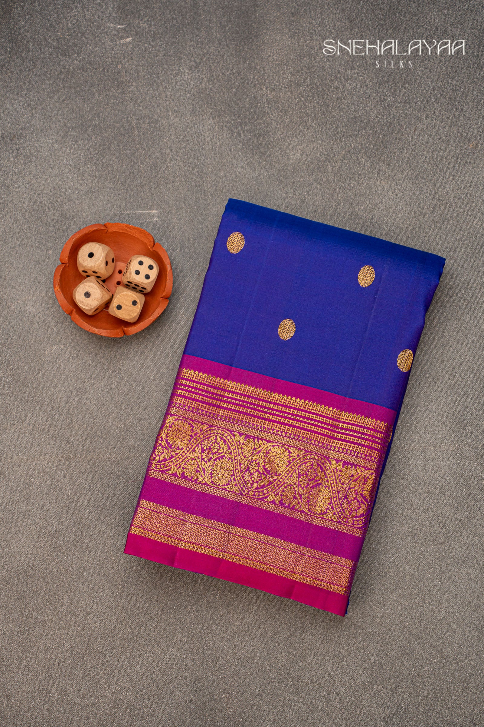 Admiral Blue Kancheevaram Silk Saree