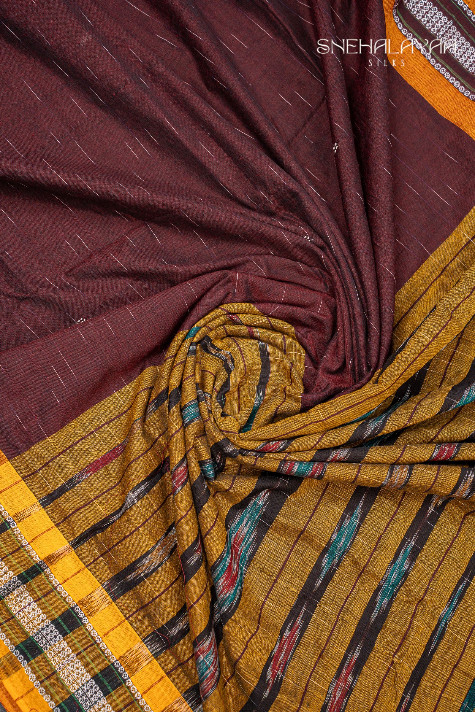 Brown Sambalpuri Cotton Saree