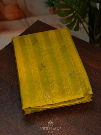 Lime Green Kanchi Linen Silk Saree