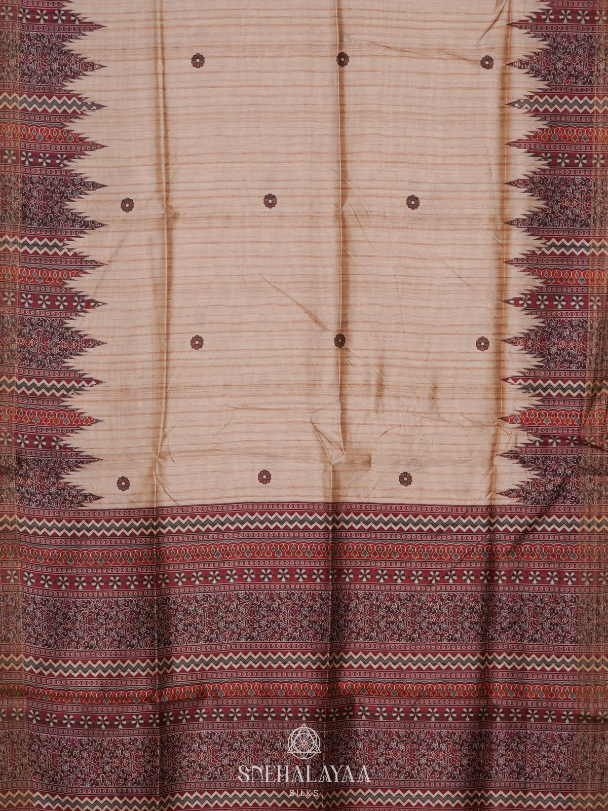 Beige Tussar Saree