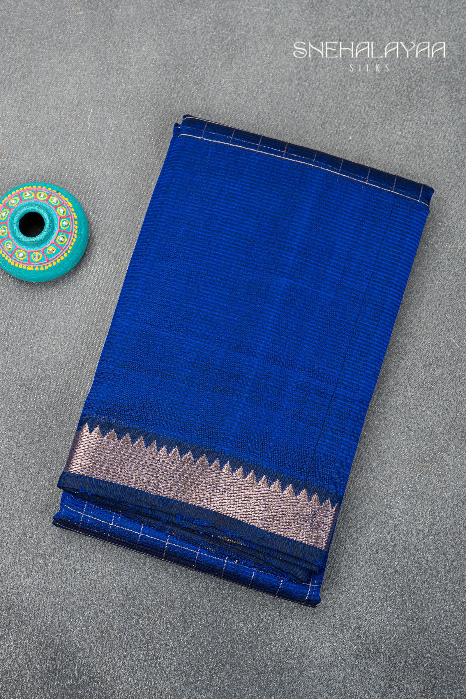 Royal Blue Mangalgiri Silk Saree