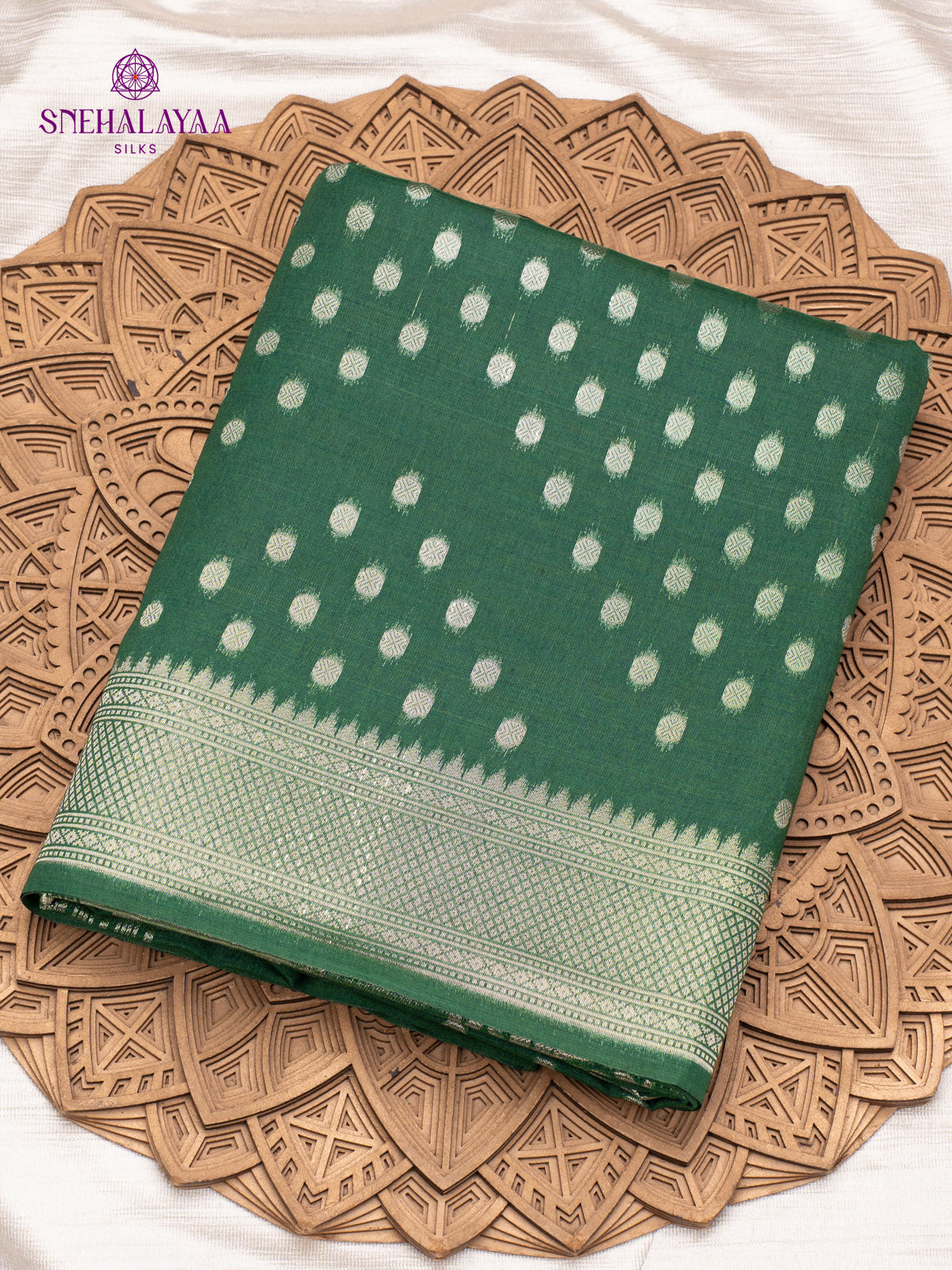 Forest Green Banaras Jute Saree