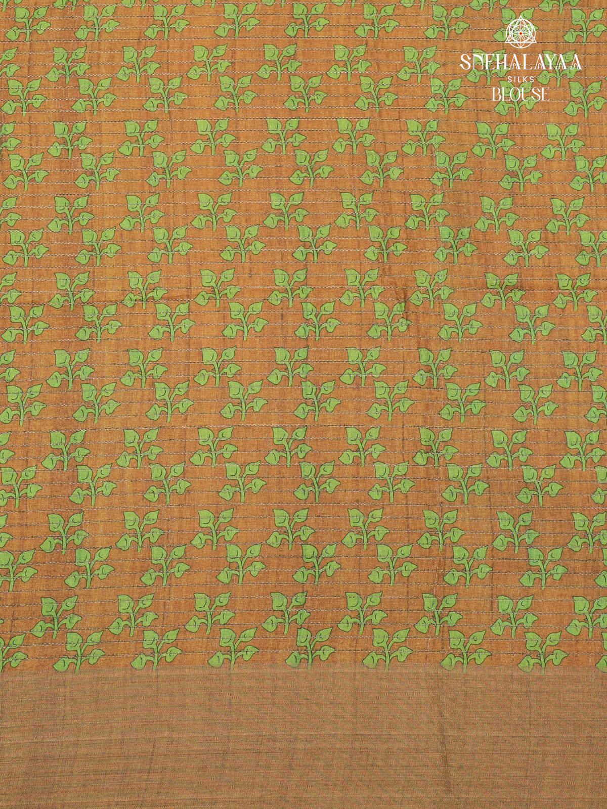 Beige Floral Printed Tussar Saree