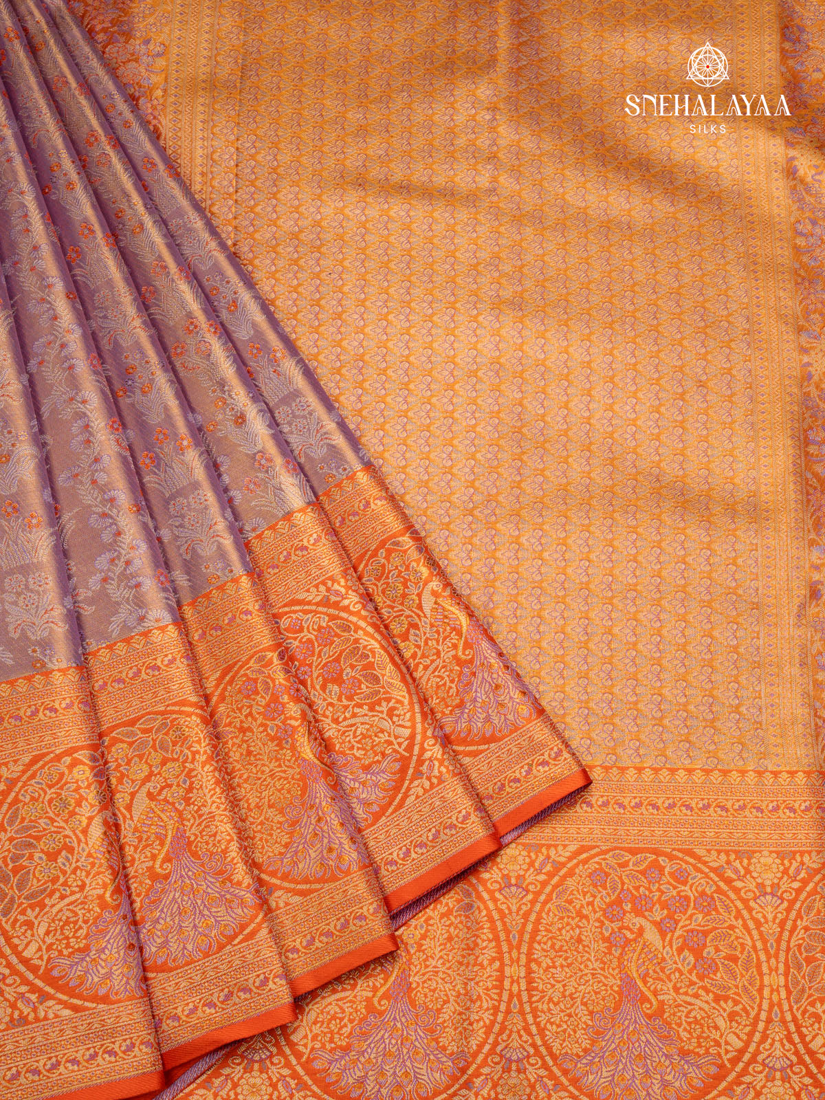 Peach Pink Kanjivaram Silk Saree