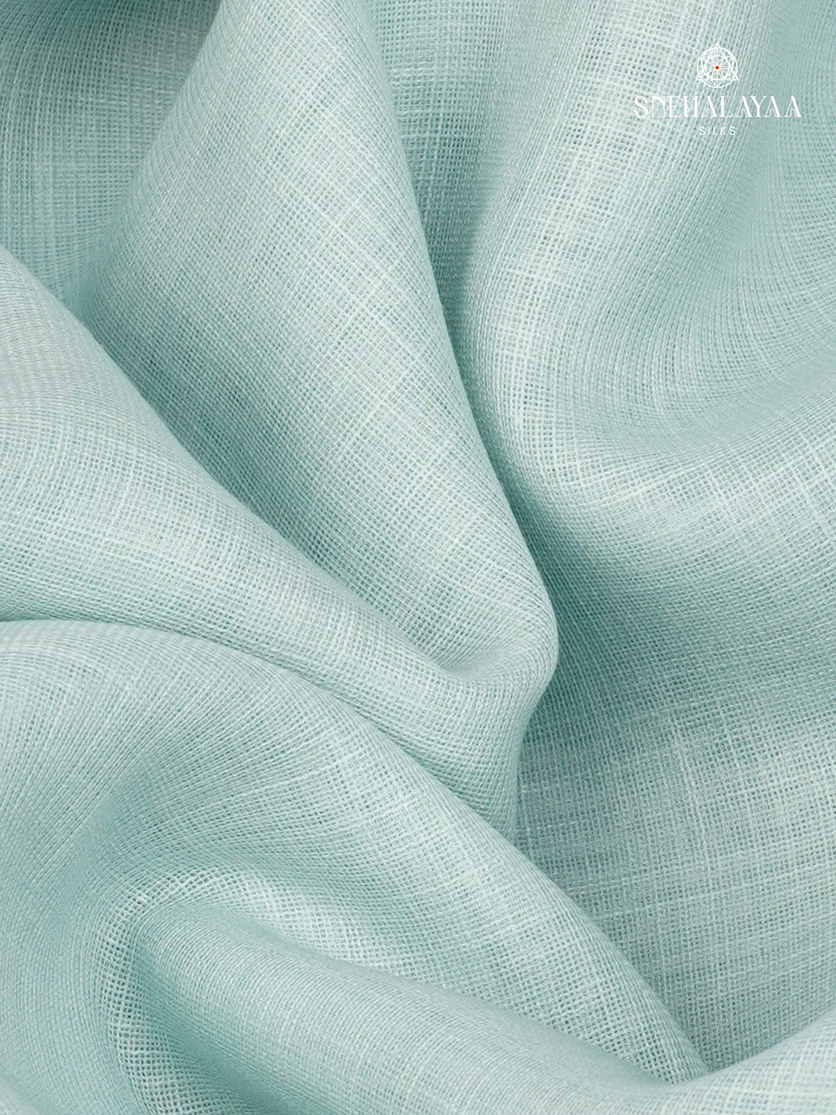 Pastel Blue Printed Linen Saree