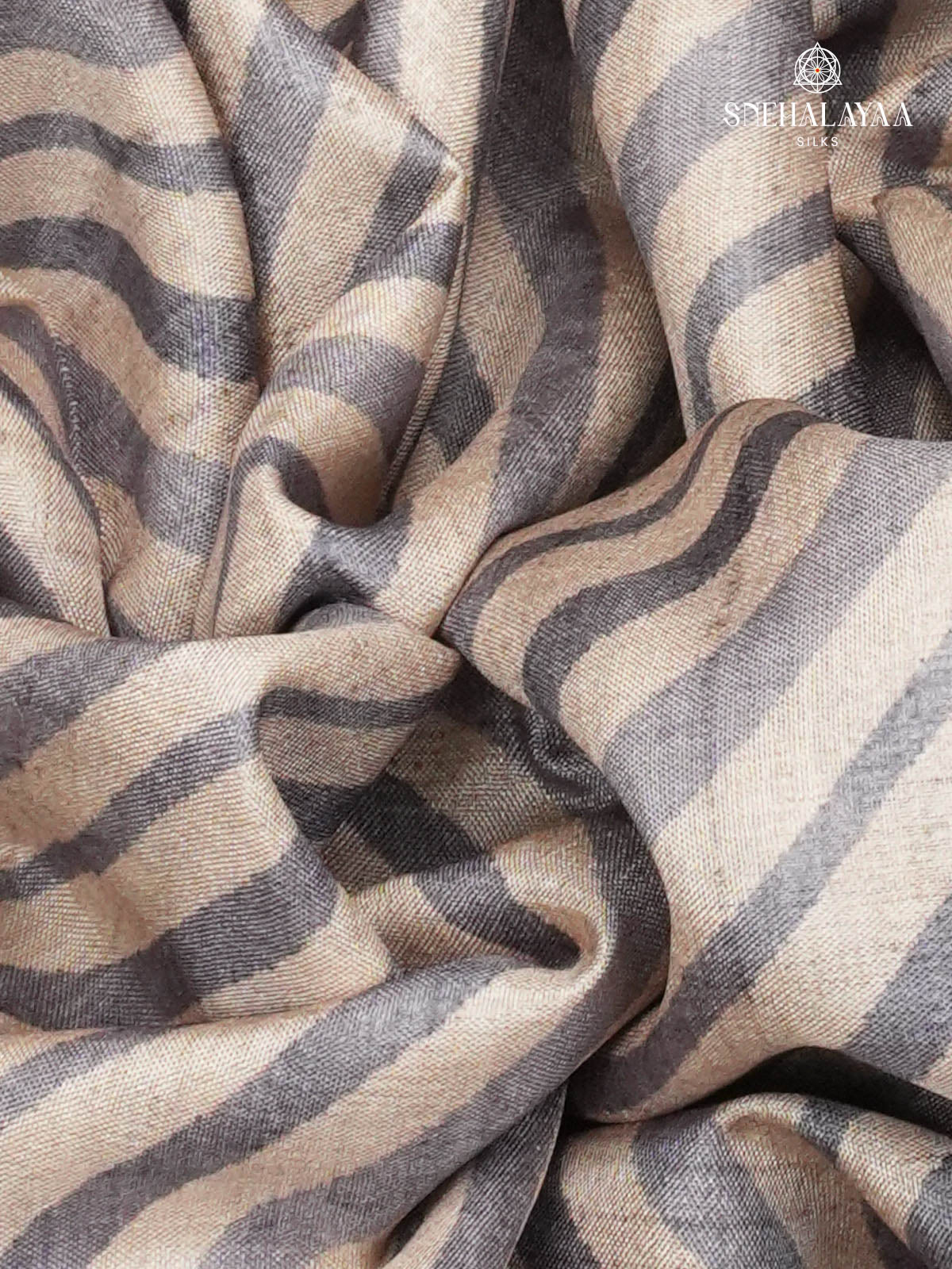 Off White Printed Tussar Saree