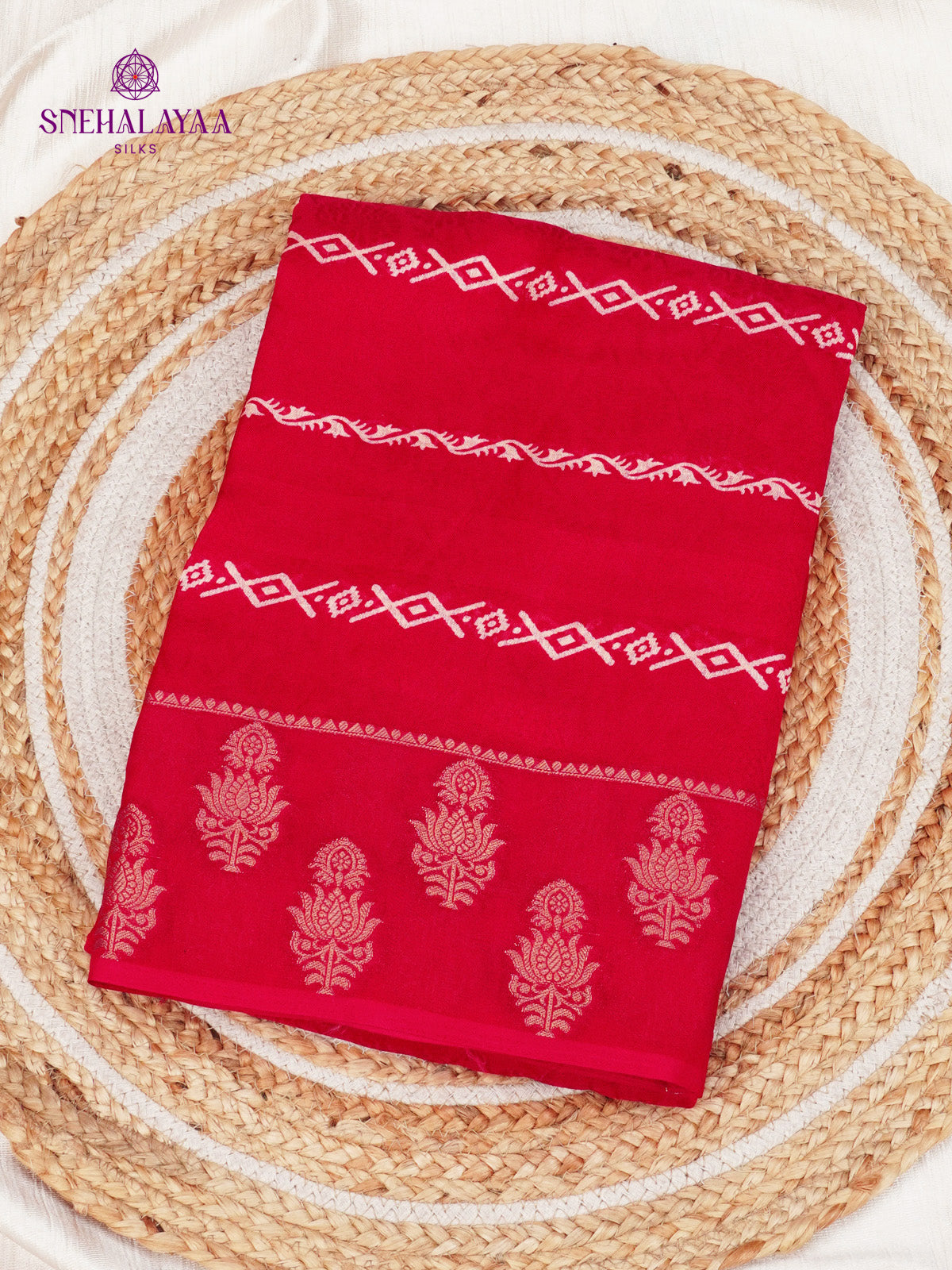 Rani Pink Printed Matka Saree