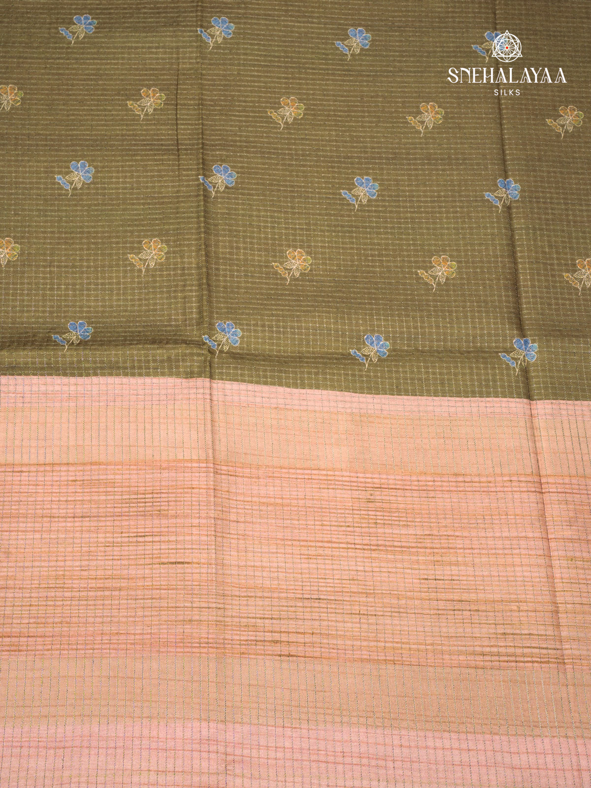 Olive Green Tussar Saree