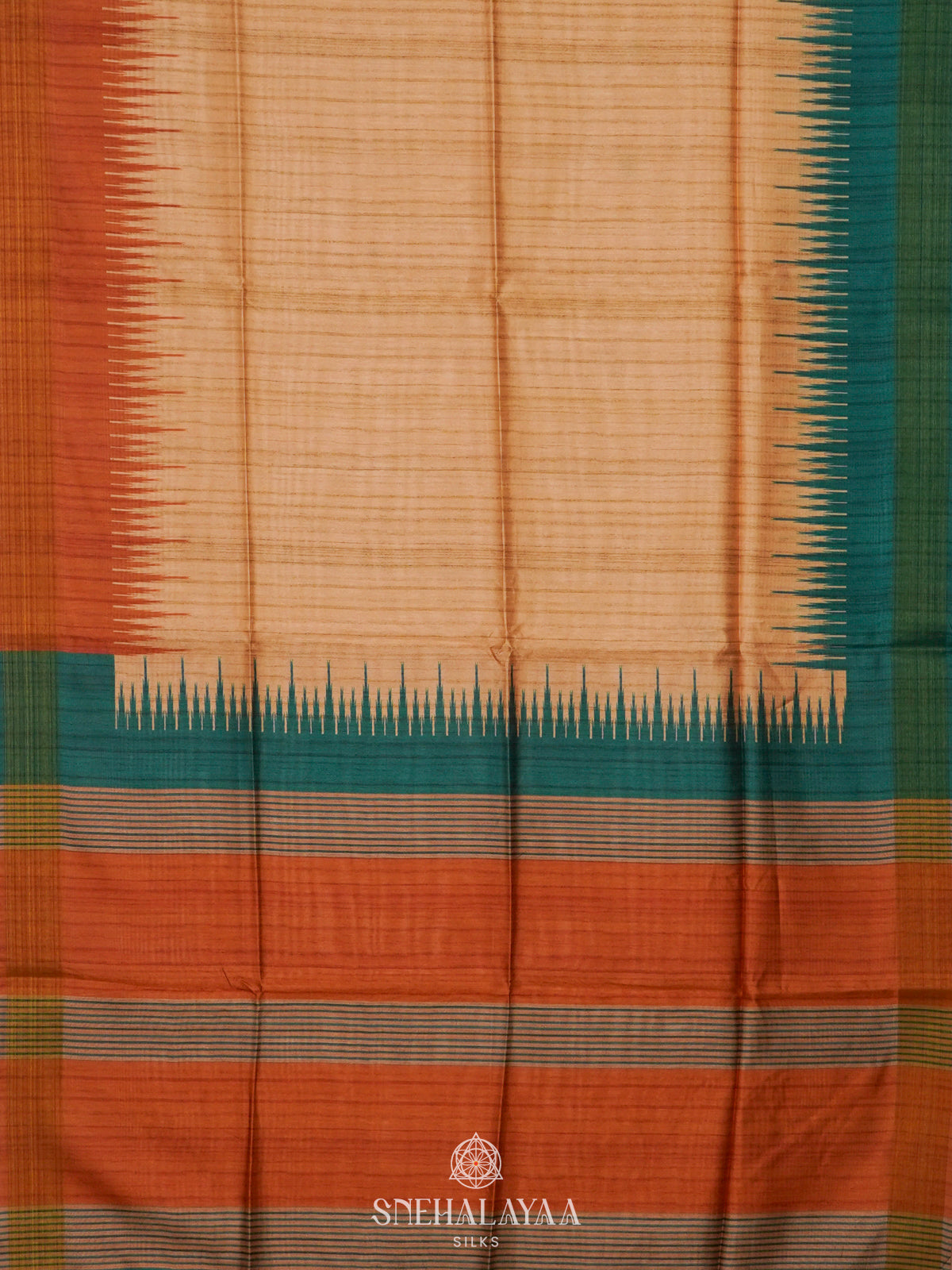 Sunset Orange Tussar Saree