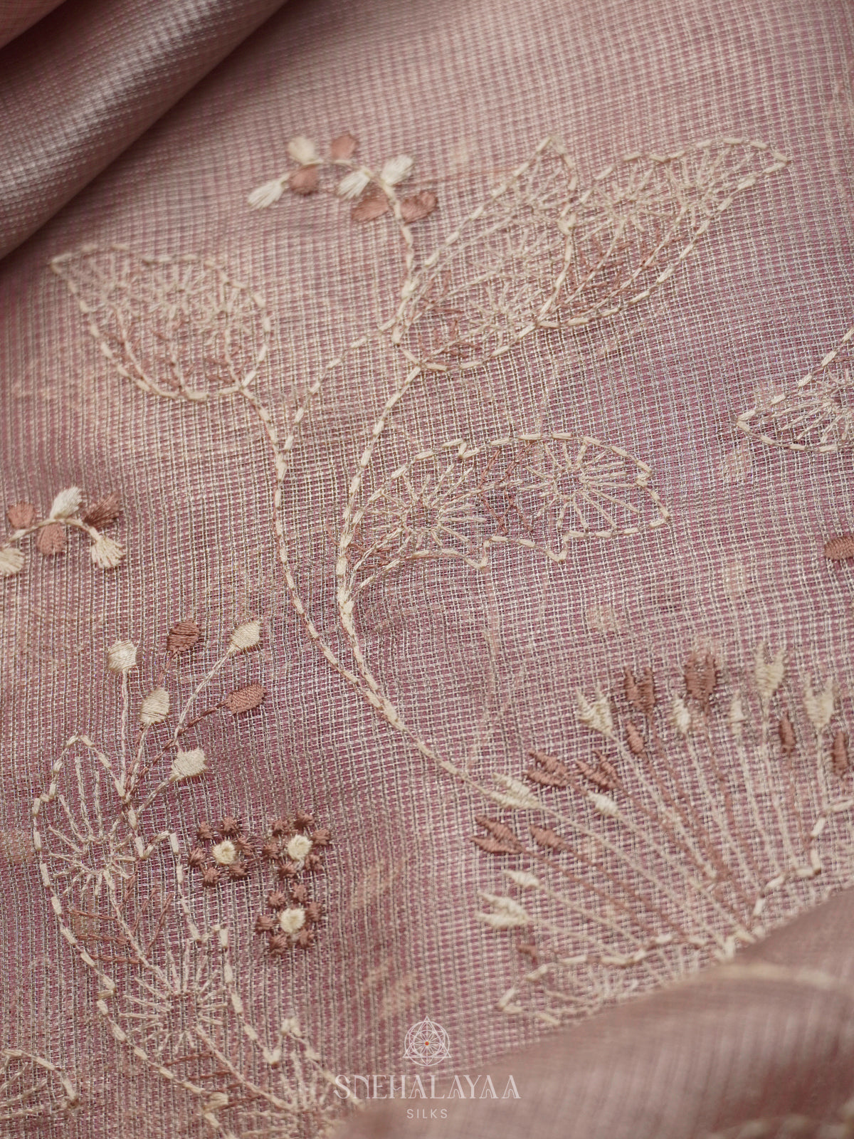 Lavender Kota Tissue Embroidery Saree