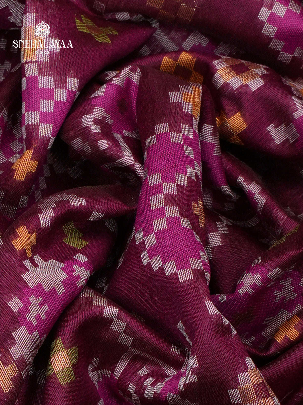 Burgundy Ikat Saree