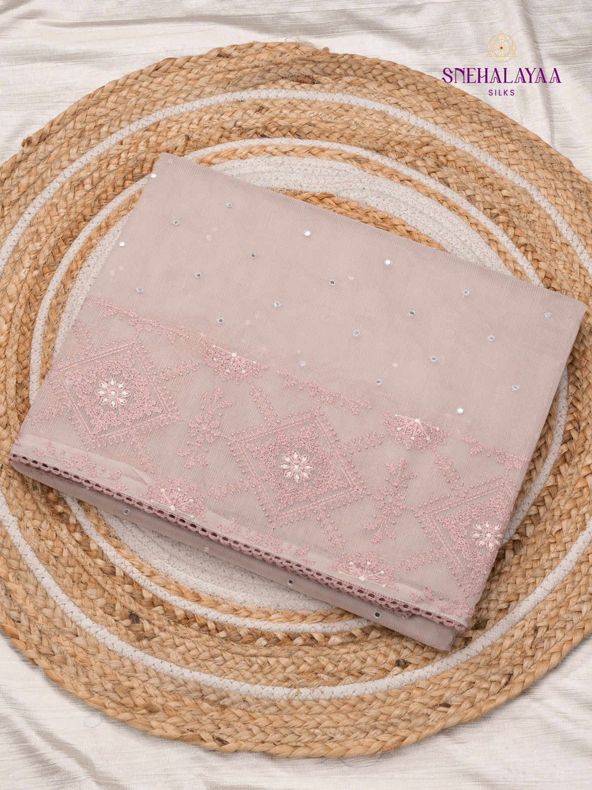 Beige Kota Embroidery Saree