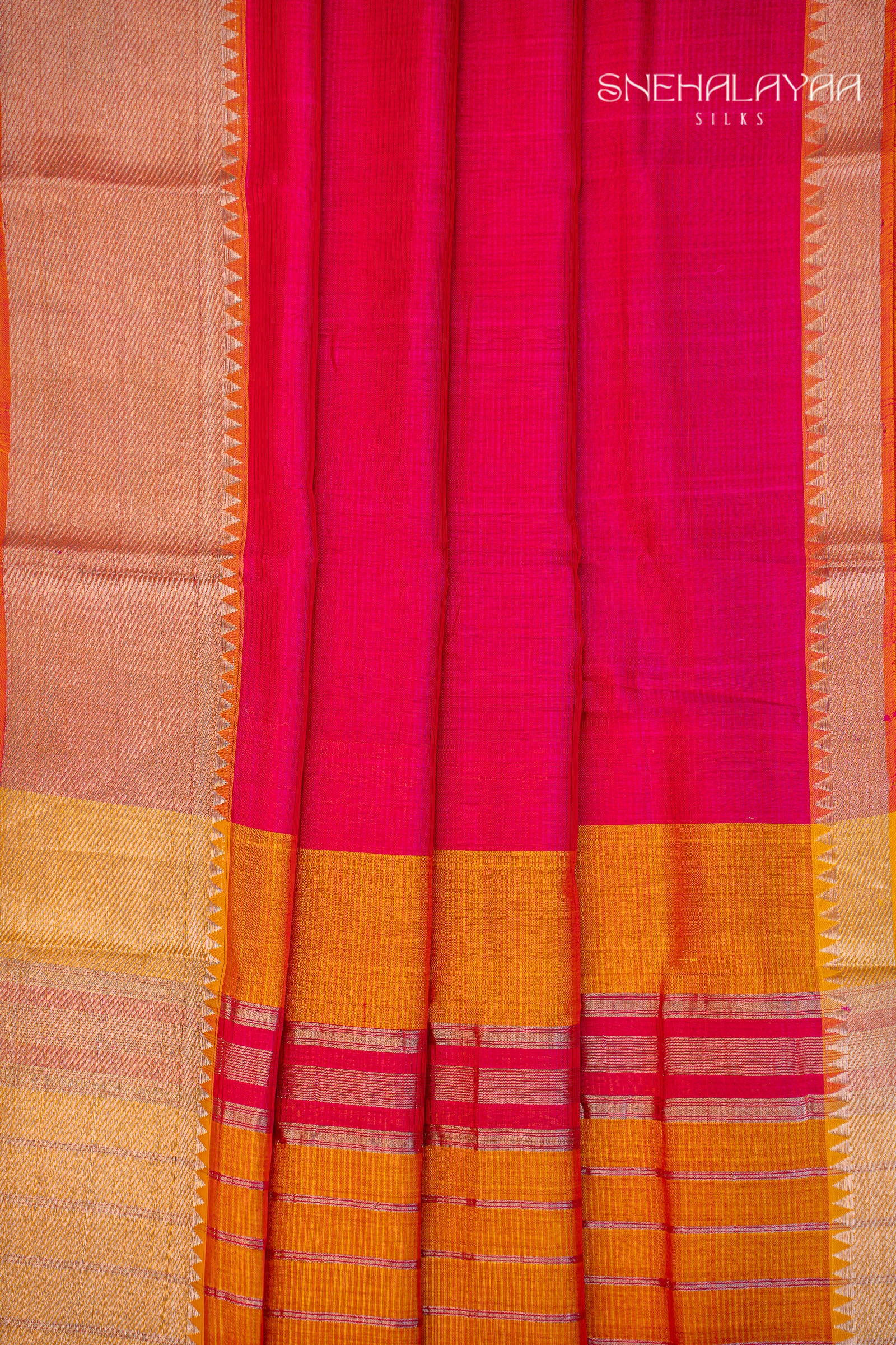 Rani Pink Mangalgiri Silk Saree