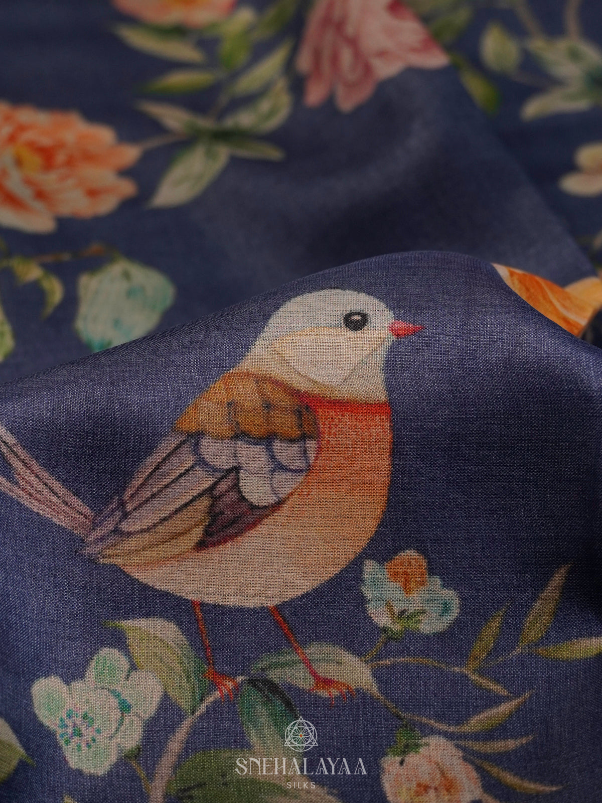 Navy Blue Tussar Saree