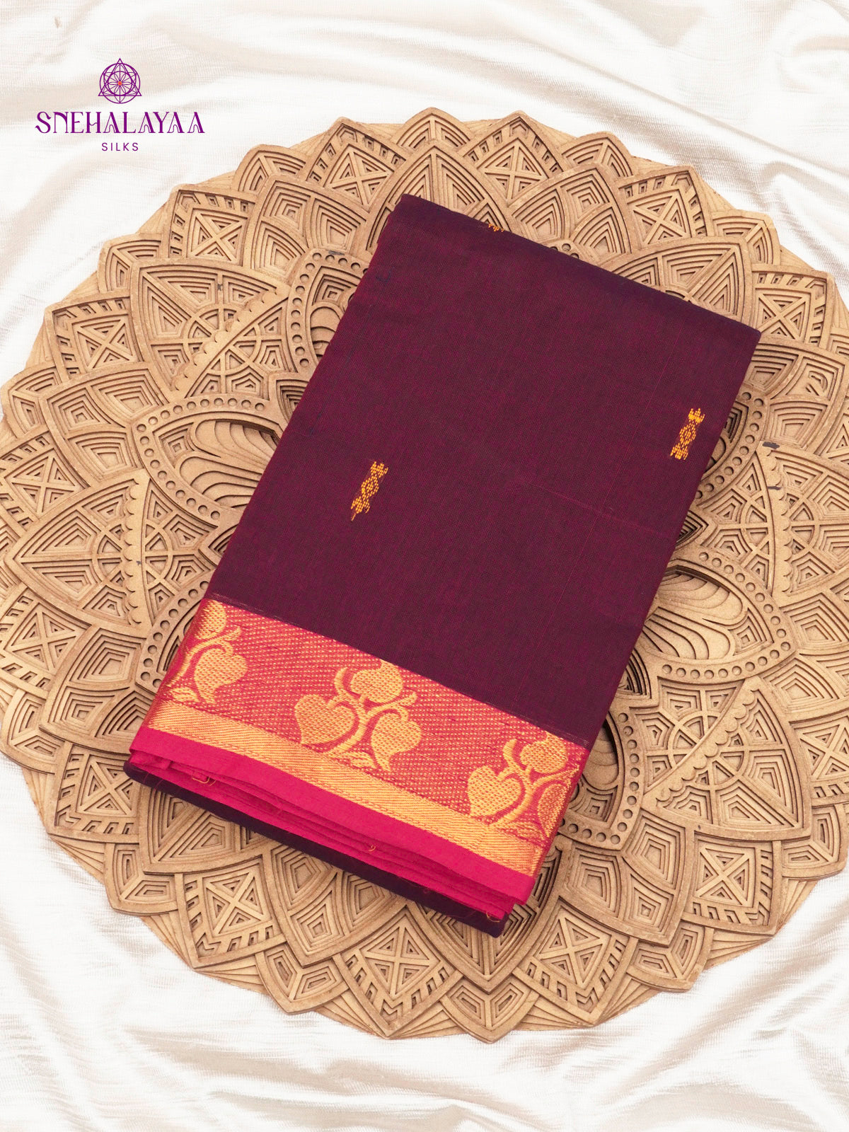 Wine Red Chettinad Cotton Saree