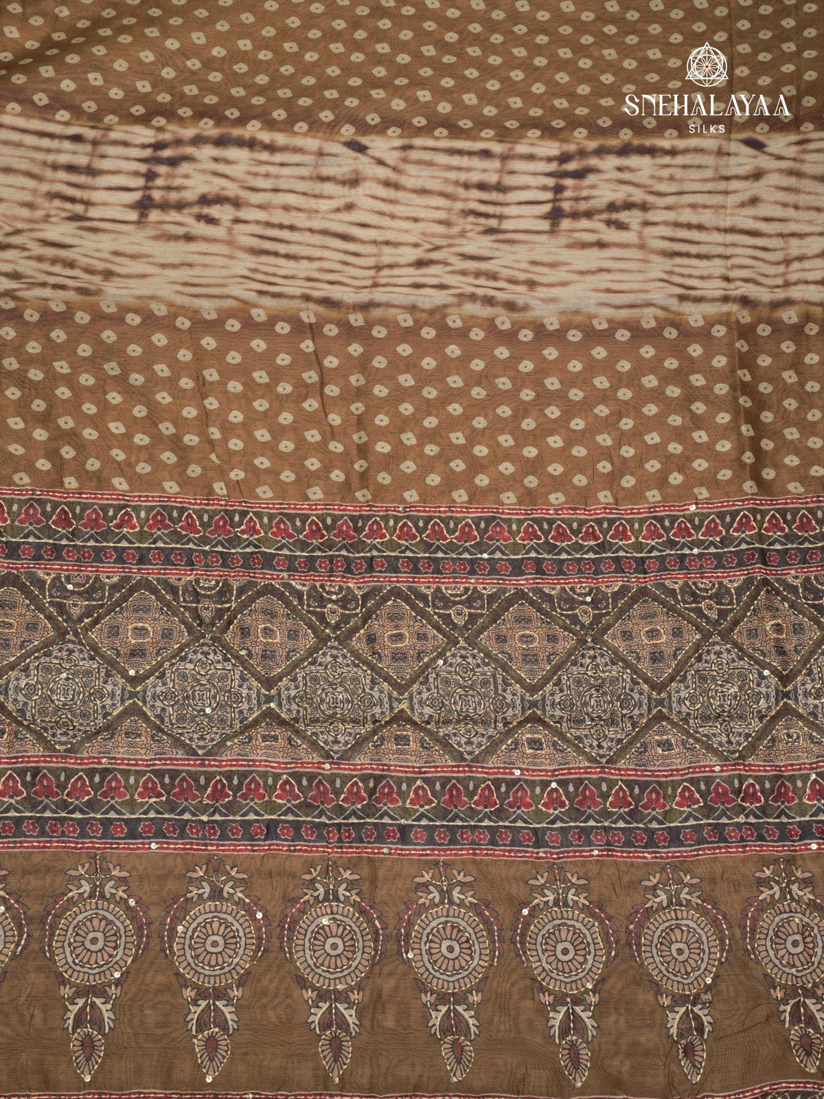 Olive Green Linen Embroidery Saree