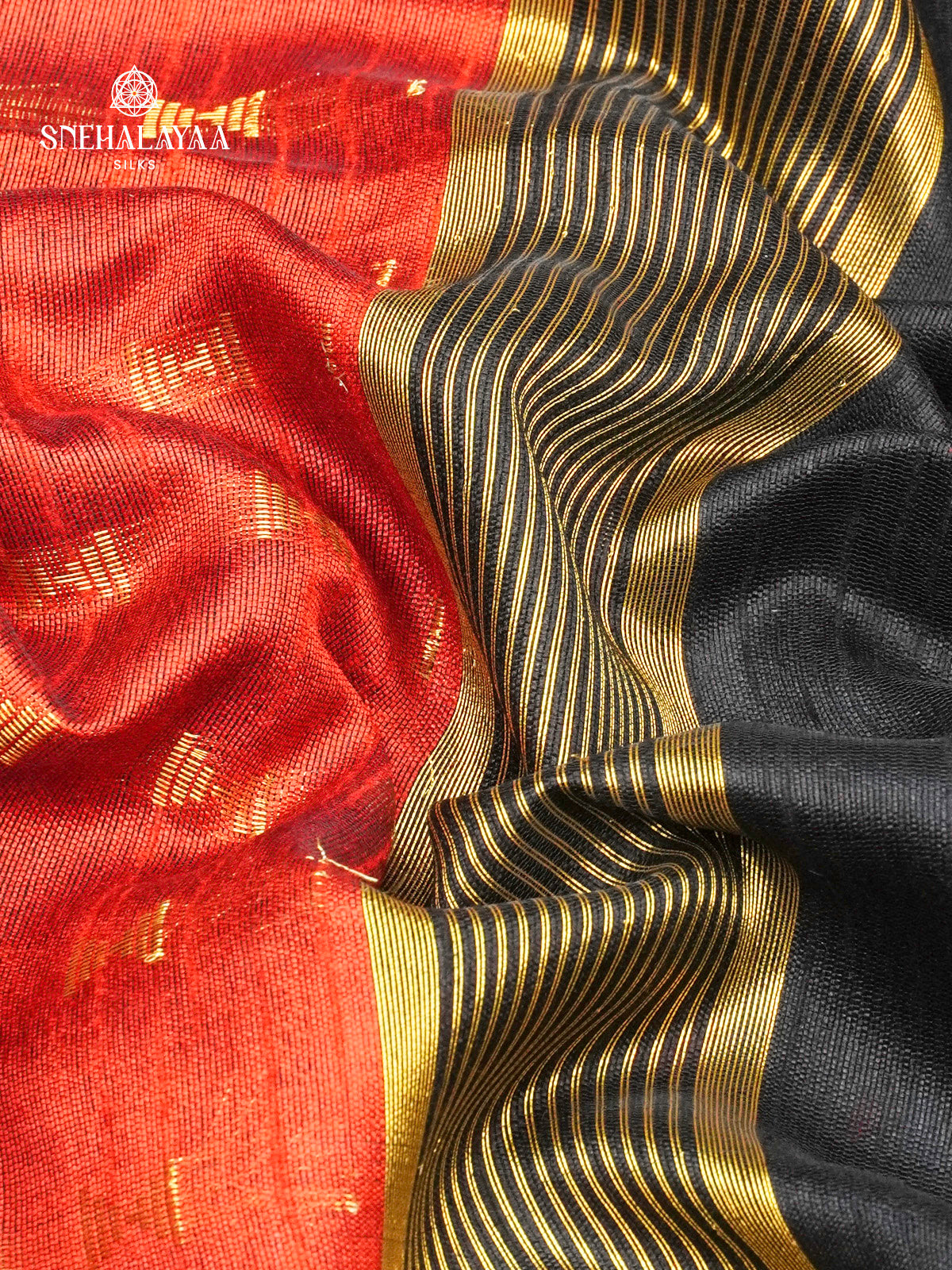 Rust Orange Bamboo Silk Saree