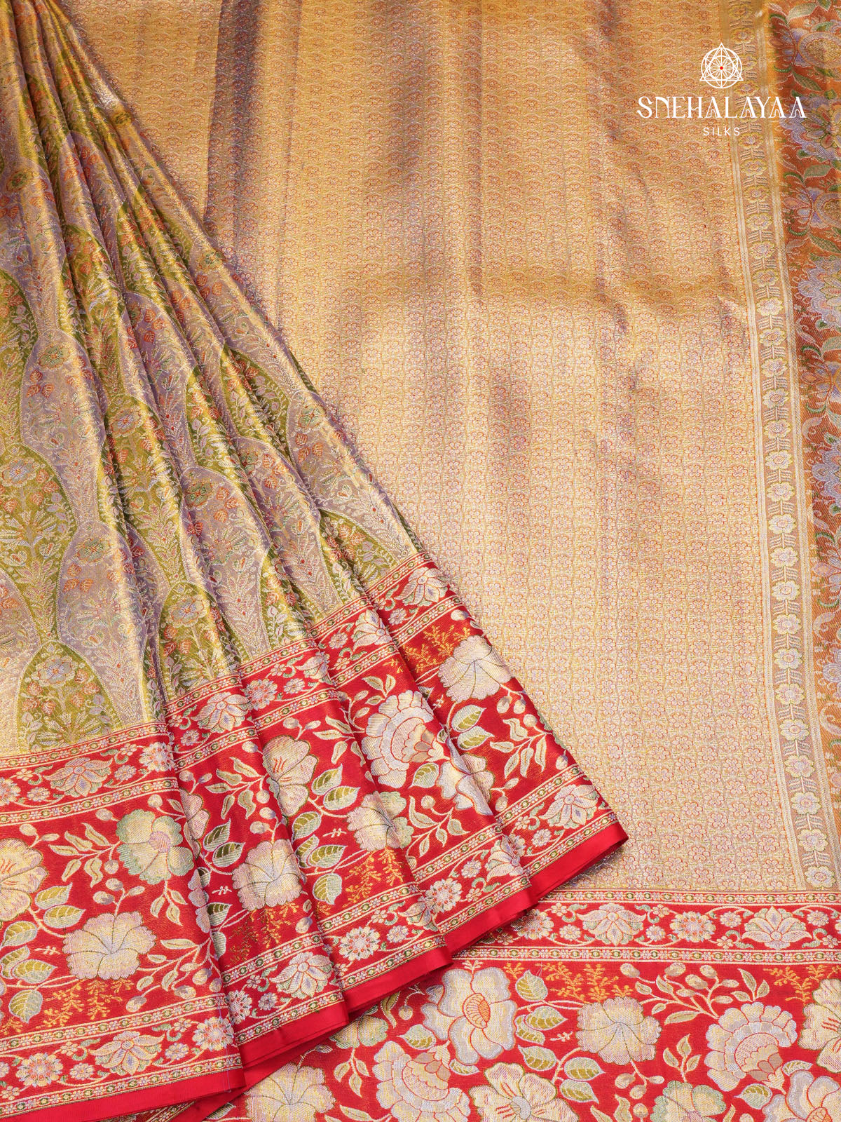 Golden Kanjivaram Tissue Silk Saree