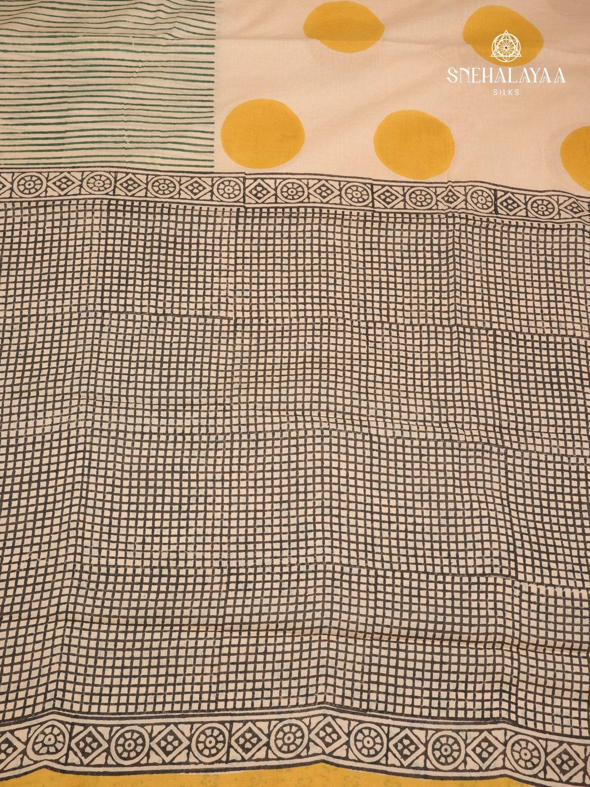 Cream Jaipur Cotton Saree