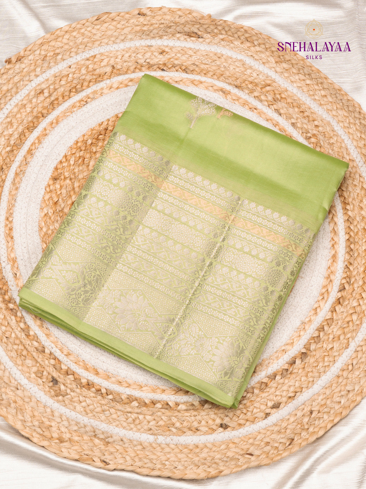 Light Green Banaras Dupion Silk Saree