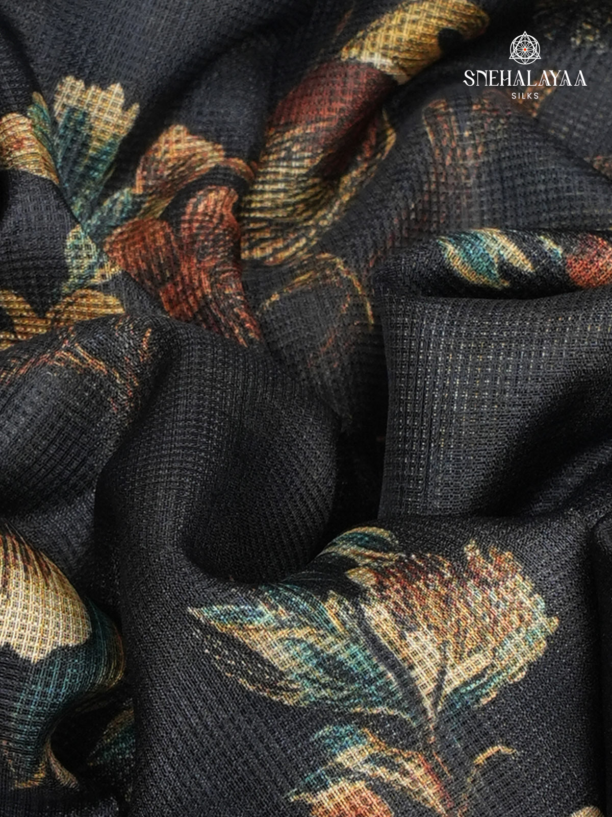 Black Printed Kota Saree